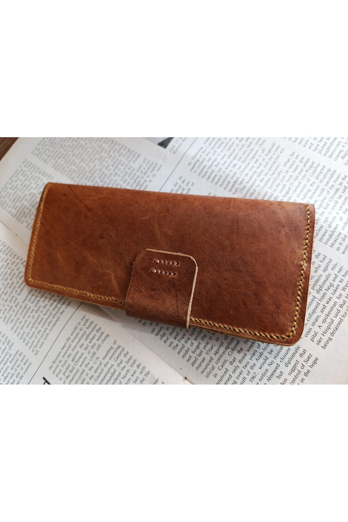 Mahfuz-Crazy Purely Handmade Real Crazy Leather Wallet 12 Cards 2 Banknote Areas (19.4Cm*8.5Cm) Da278 3