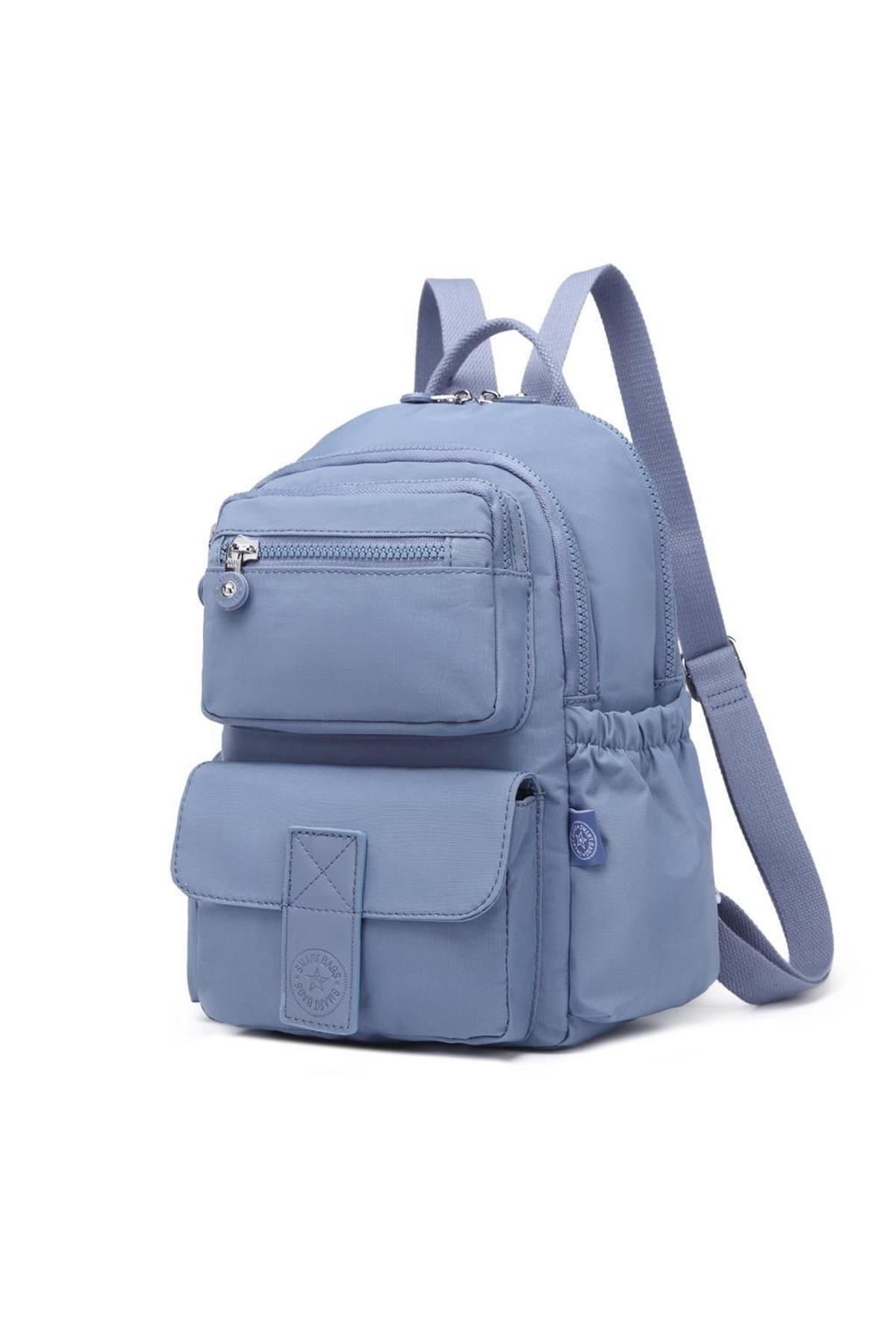 SMART BAGS-SMARTBAGS REDUCED FABRIC SMALL SIZE WOMEN'S BACKPACK 2022-3168 JEANS BLUE 2