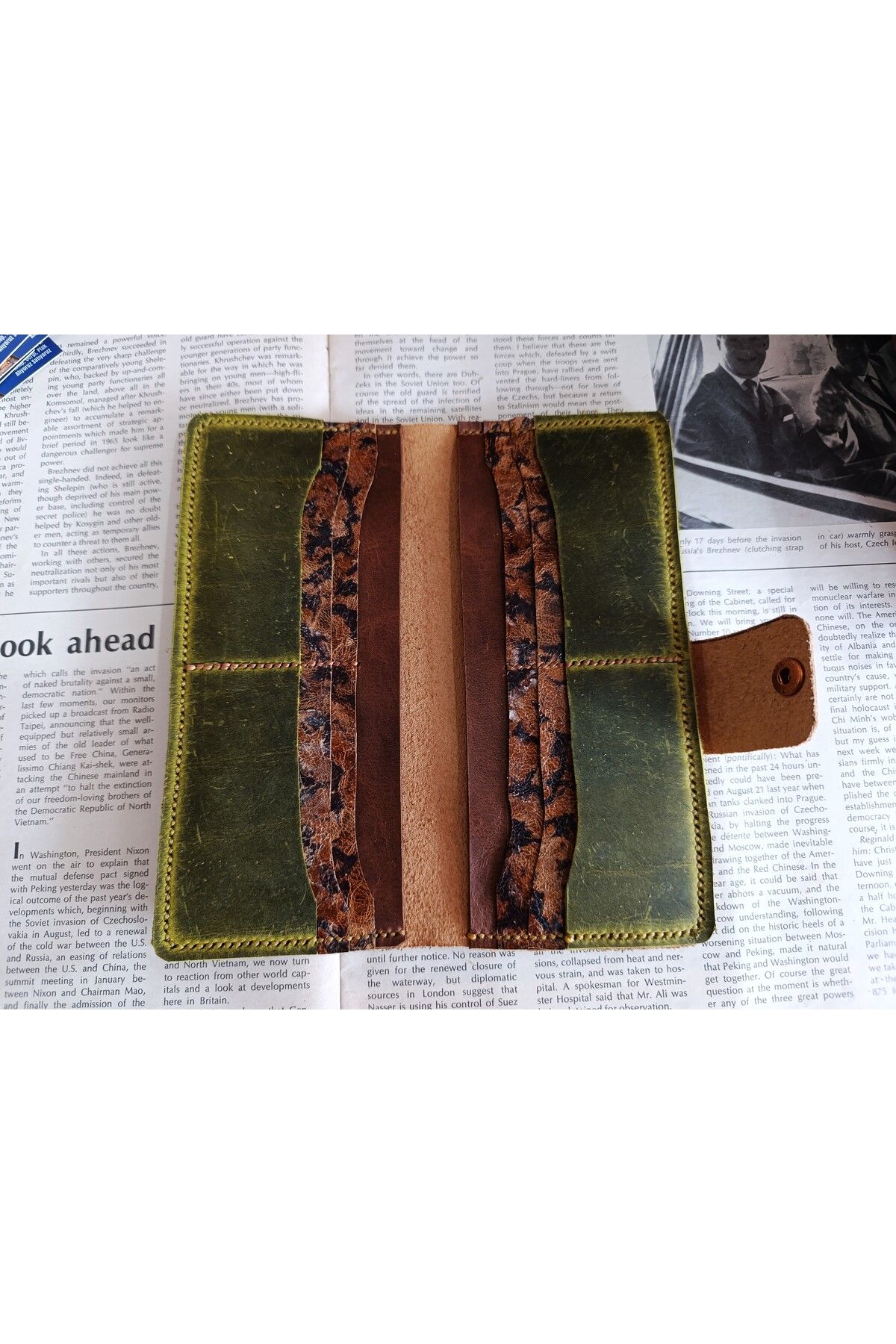 Mahfuz-Crazy Purely Handmade Real Crazy Leather Wallet 12 Cards 2 Banknote Areas (19.4Cm*8.5Cm) Da278 5
