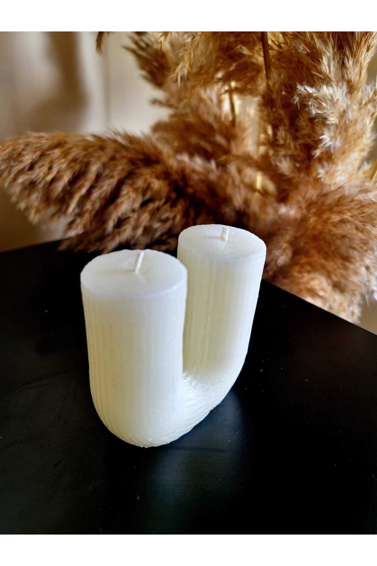 MUM Beyaz Sütun Mum - Dekoratif Mum 8*8*4 cm
