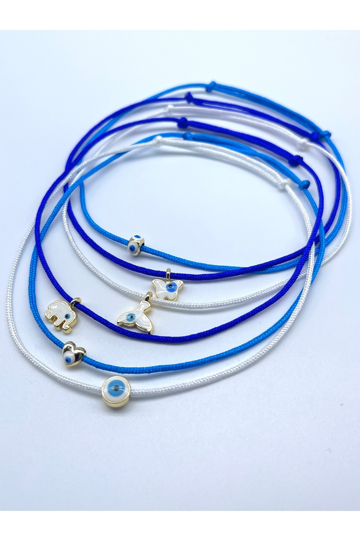 Concept HuBuTU-6 Pieces Minimal Evil Eye Beaded Rope Anklet Set 2