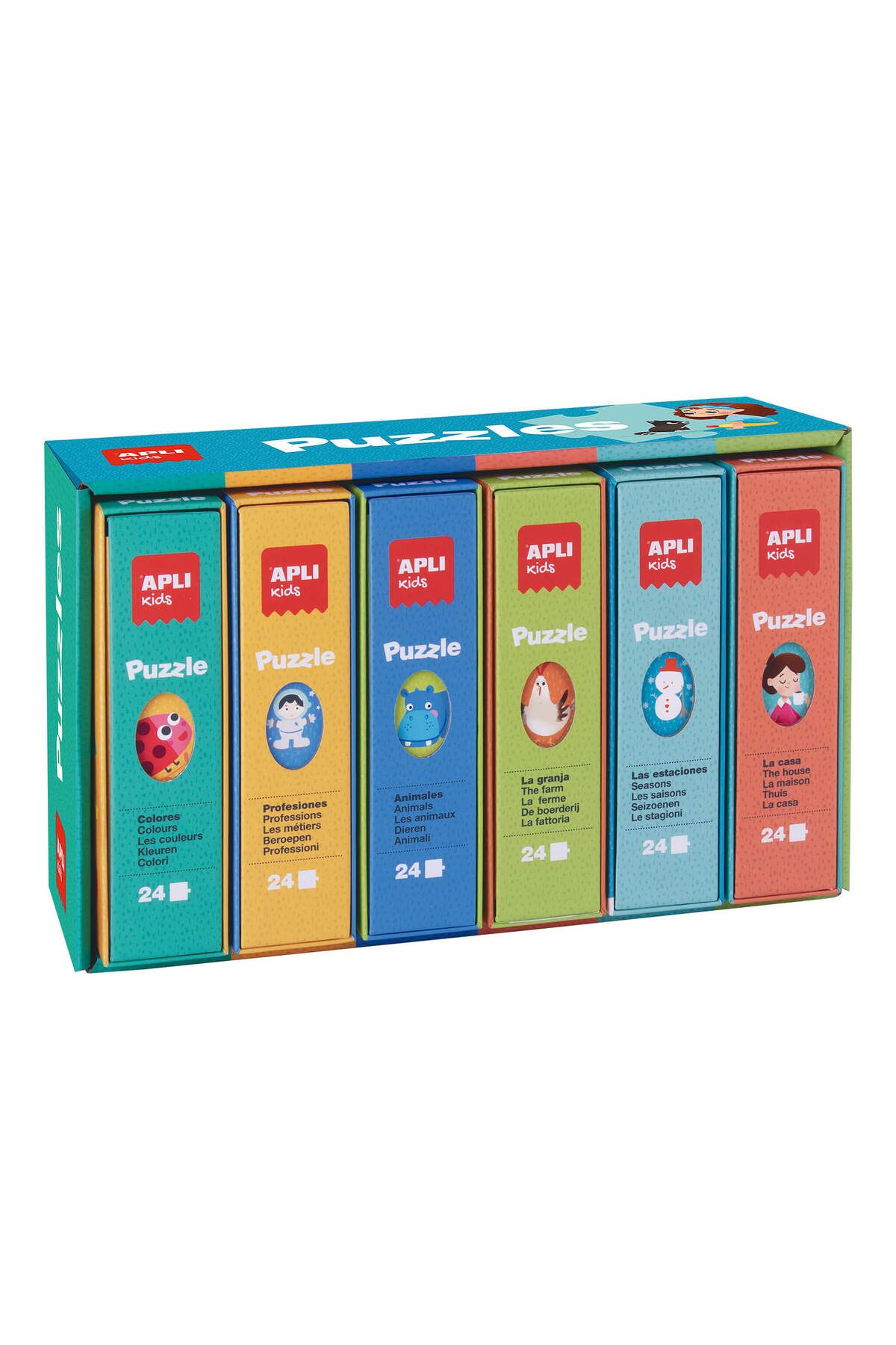 Apli Kids-Set 6 Puzzle-uri Asortate In Cutie Display, 24 Piese Fiecare, Apli, 3 Ani 1