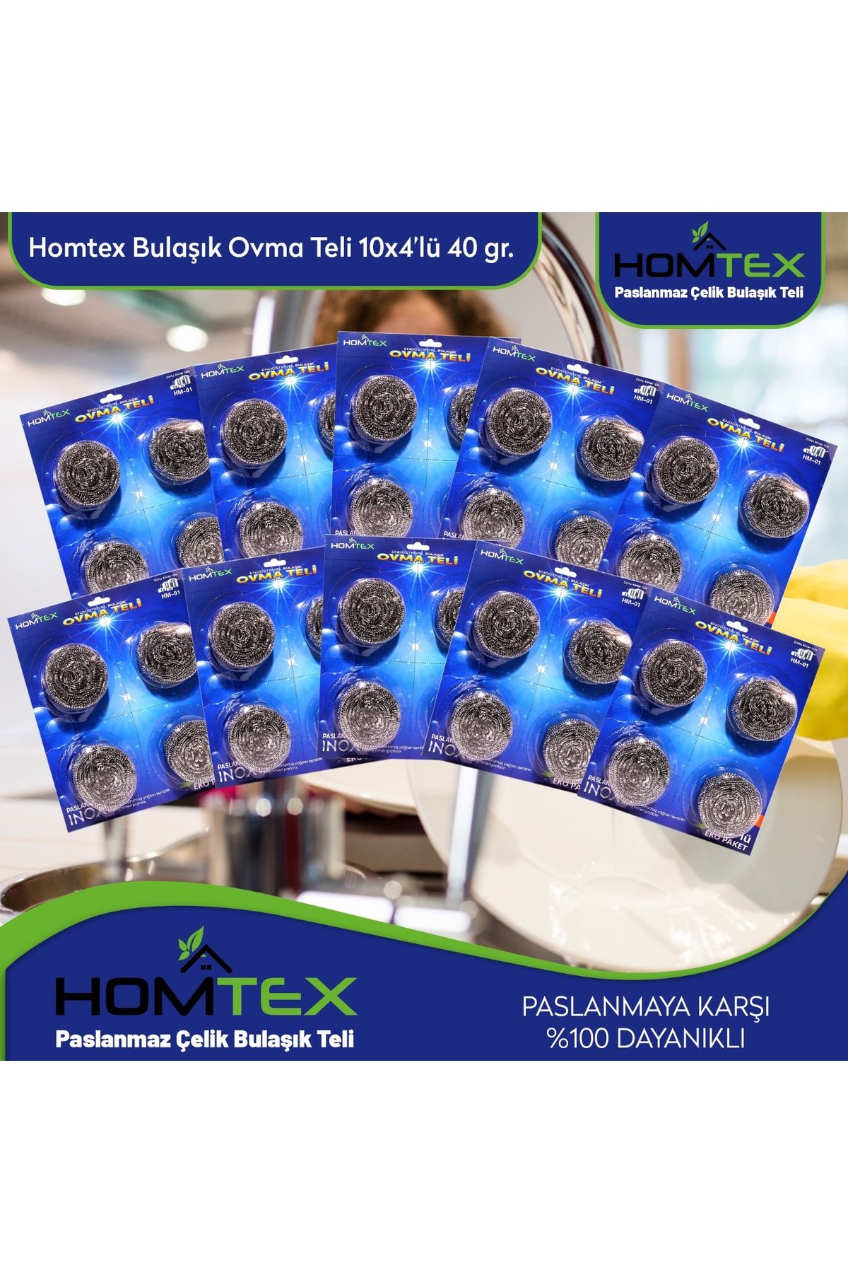 HOMTEX Çelik bulaşık ovma teli 10✖️4