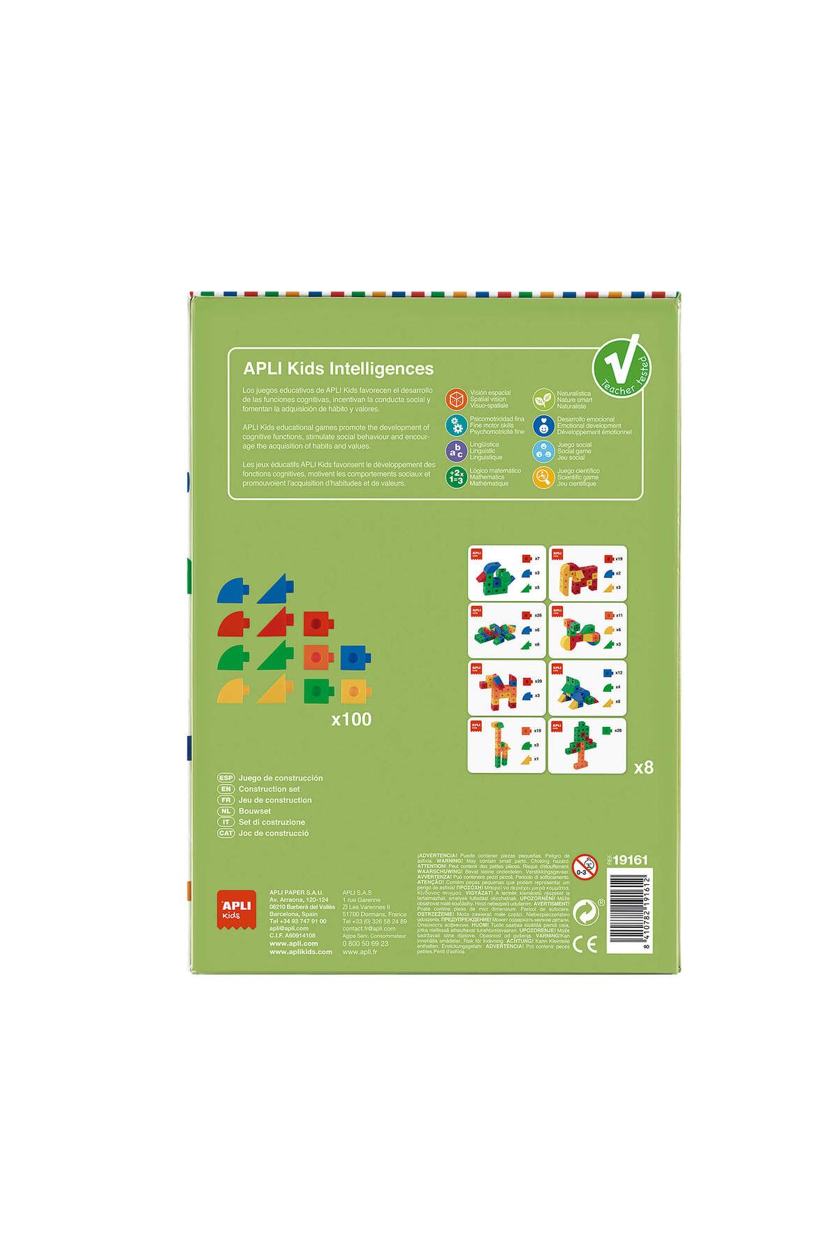 Apli Kids-Educational building game, Interlocking Cube, 3D shapes, 100 multicolored pieces, Stem, Apli, +4 years 2