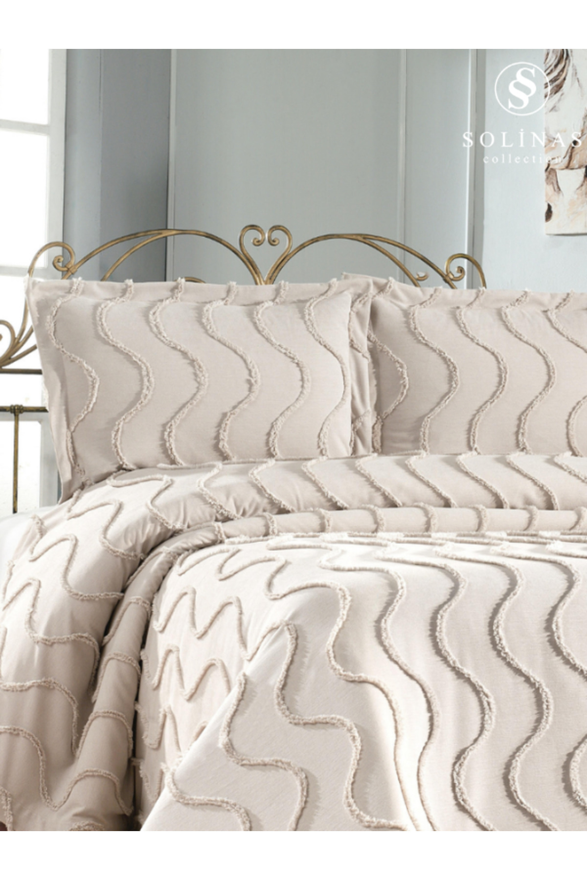 Solinas Collection-Neva Double Thin Pique Mink Double Bedspread 2