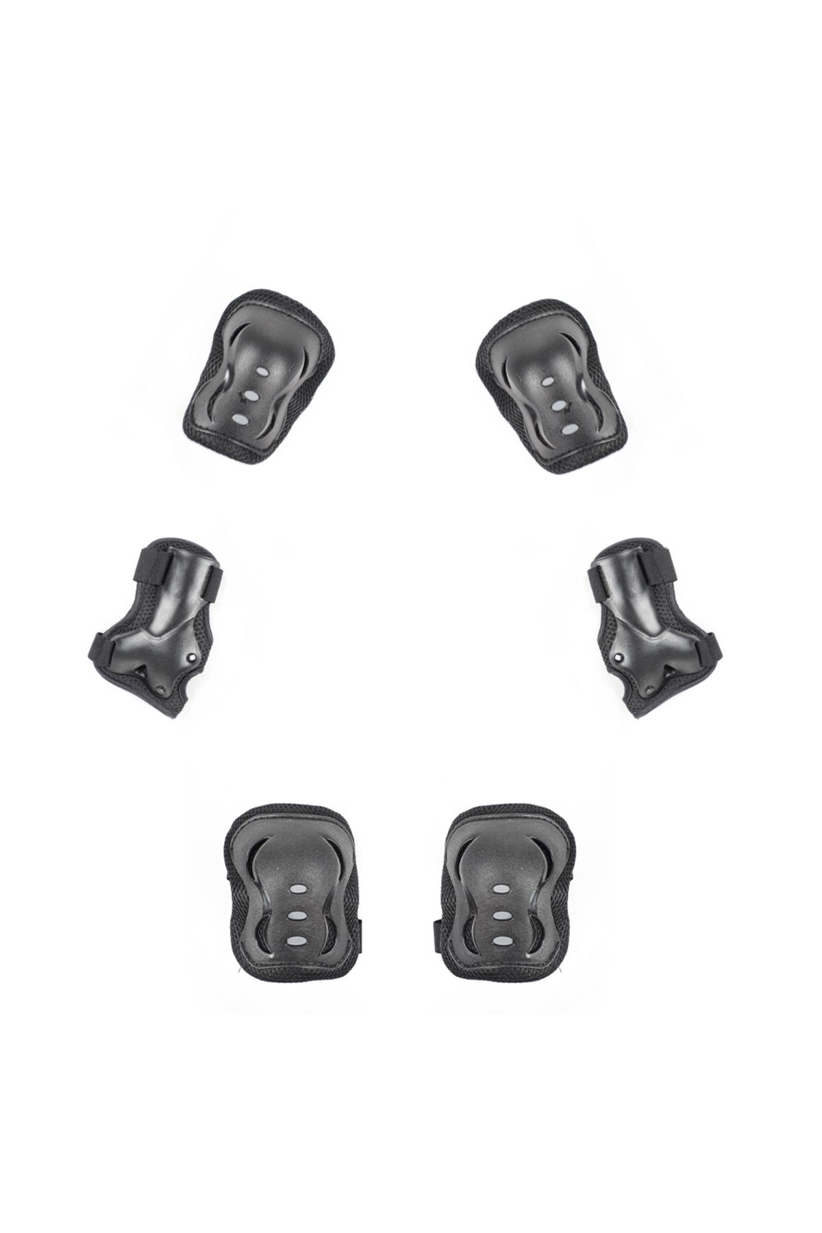 ACTION ONE Set Protectii Copii, Genunchiere, Cotiere Si Aparatori Incheieturi, Marimea M, Negru - One Size