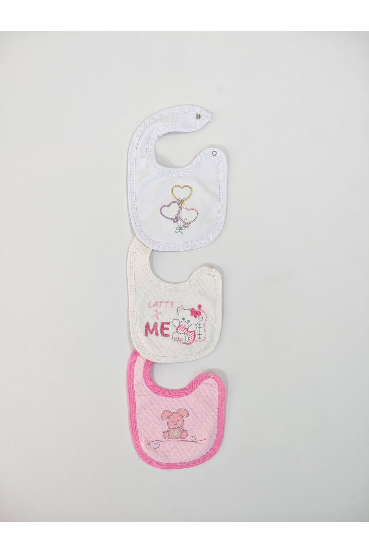 Tomuycuk-100% Cotton 3-Piece Baby Girl Bib Collar Baby Bib Double Layer Snap Scarf Drool Bib 3