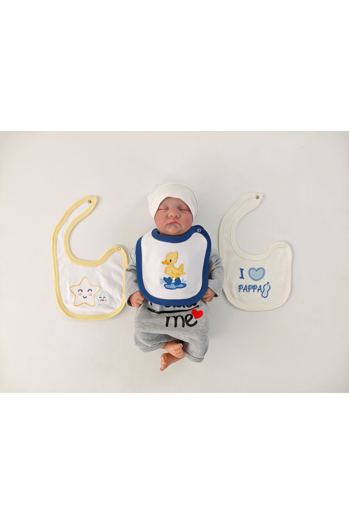 Tomuycuk-K%100 Cotton 3-Piece Baby Boy Bib Collar Baby Bib Double Layer Snaps Scarf Drool Bib 6