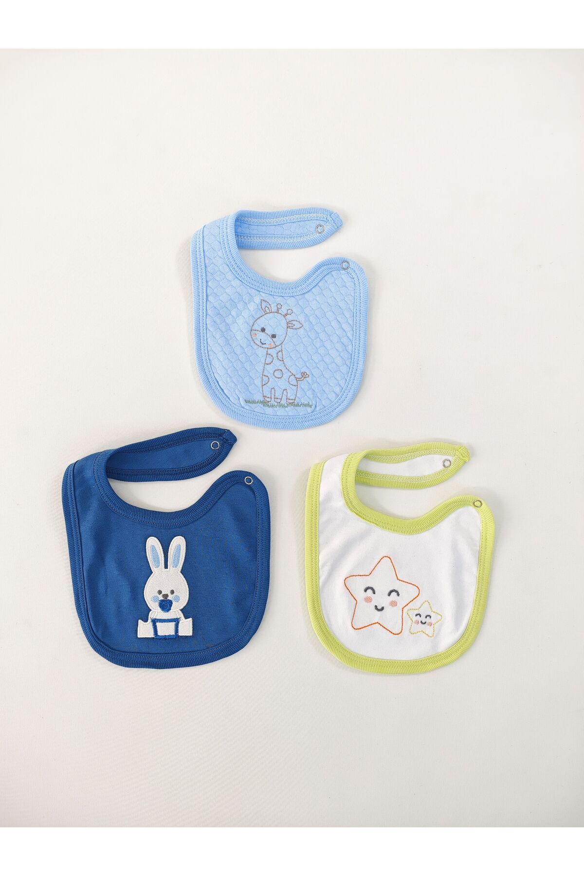 Tomuycuk-100% Cotton 3-Piece Baby Boy Bib Collar Baby Bib Double Layer Snaps Scarf Drool Bib 2