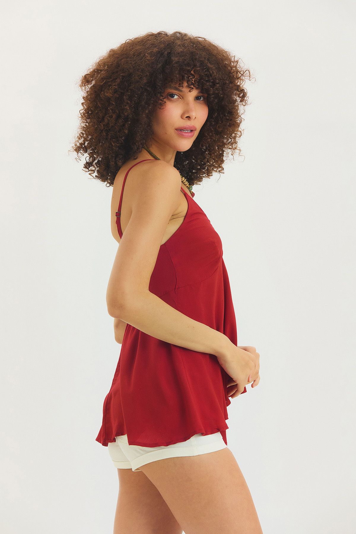 Clandestino-V-Neck Strappy Summer Bohemian Blouse Tile 4