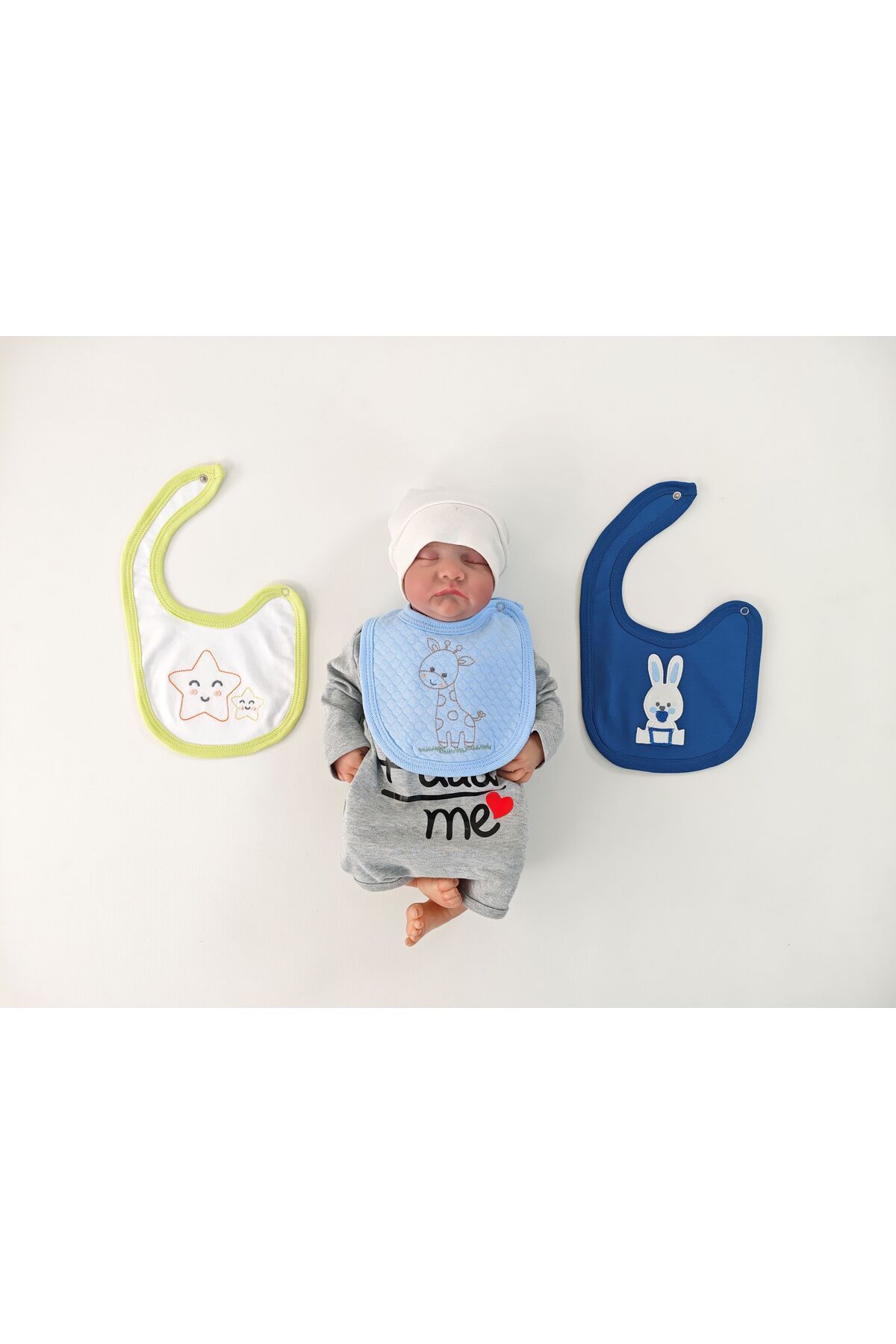 Tomuycuk-100% Cotton 3-Piece Baby Boy Bib Collar Baby Bib Double Layer Snaps Scarf Drool Bib 3