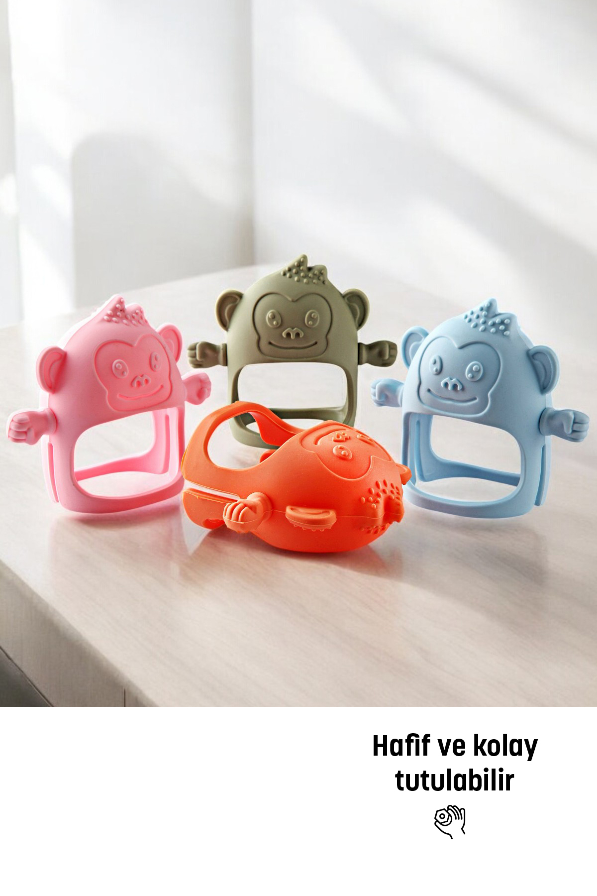 Kiki Diş Kaşıma Eldiveni - Silikon Bebek Diş Kaşıyıcı - Silikon Eldiven Dişlik Maymun fotoğrafı 4 (önizleme)