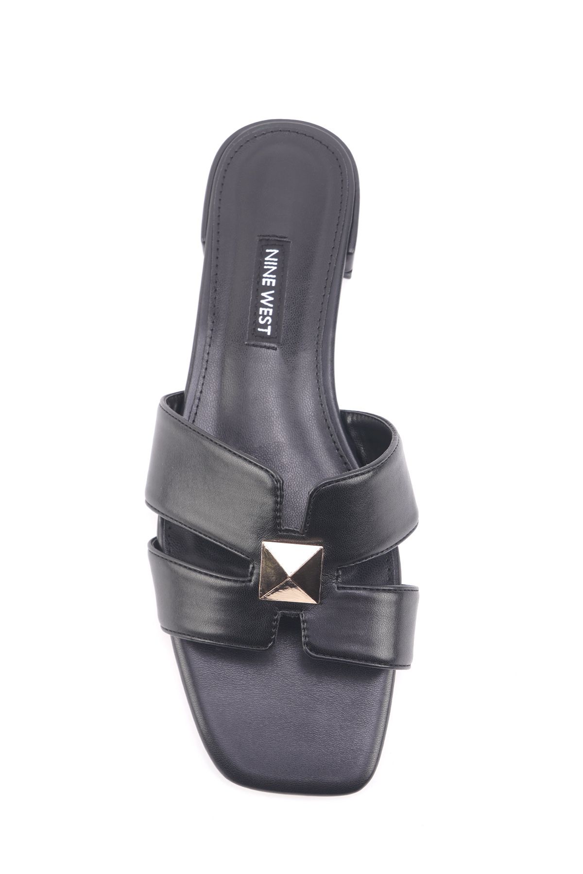دمپایی مشکی زنانه IWAN 4FX سیاه و سفید مسطح Nine West
