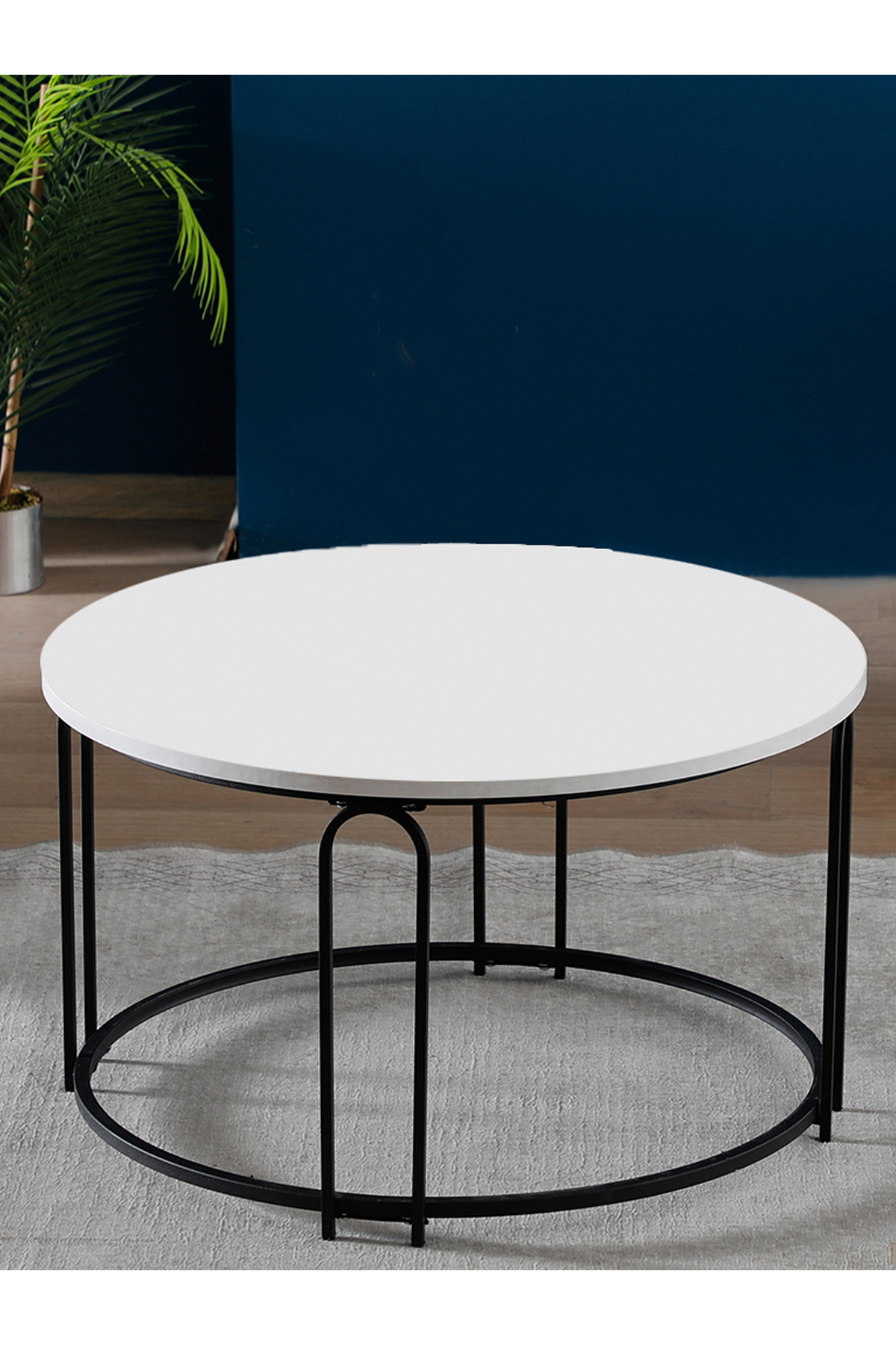 Zigon Sehpa Ve Orta Sehpa Set Lenka Beyaz Suntalam Siyah Ayaklı Zigon-orta-sedaş