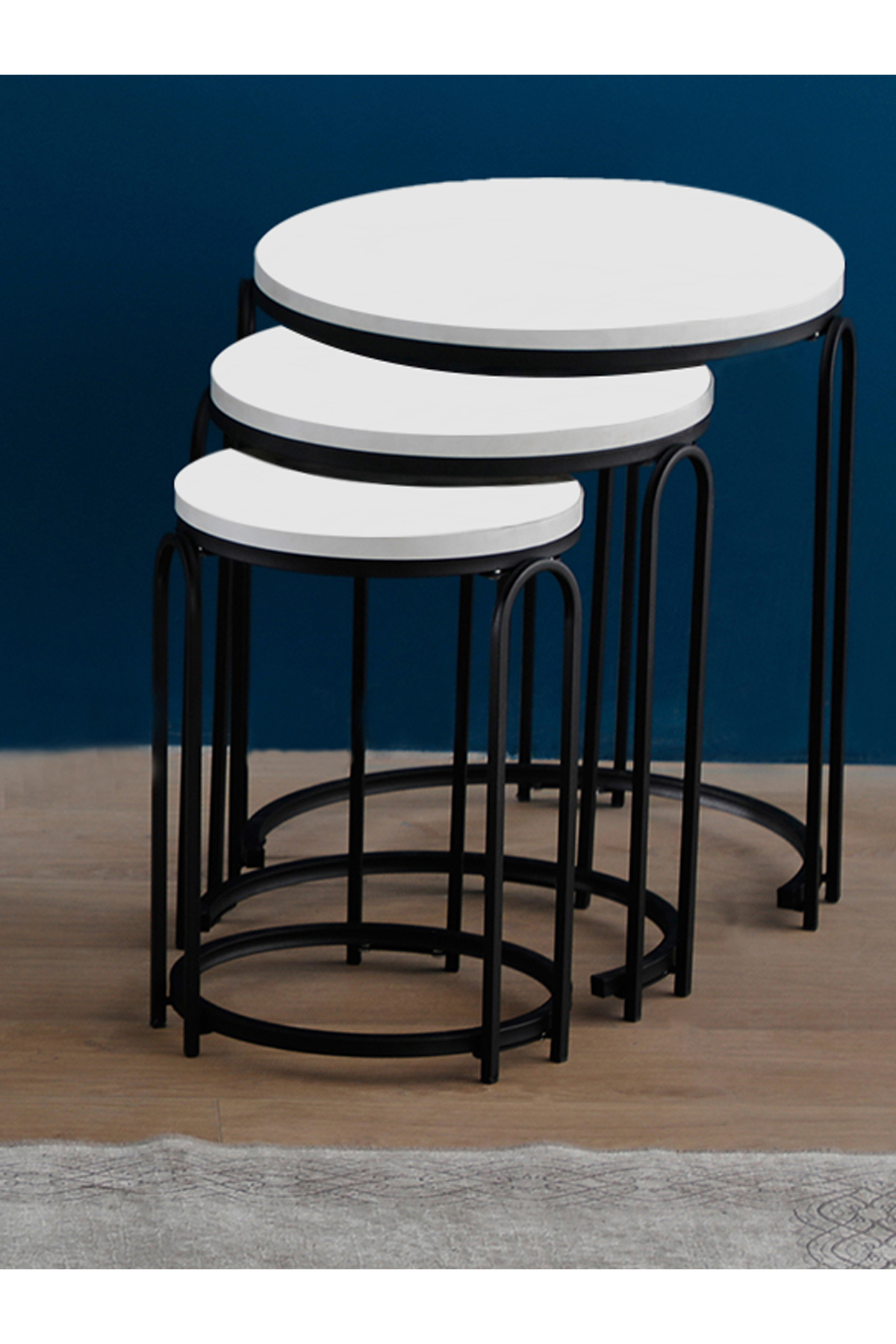 Zigon Sehpa Ve Orta Sehpa Set Lenka Beyaz Suntalam Siyah Ayaklı Zigon-orta-sedaş