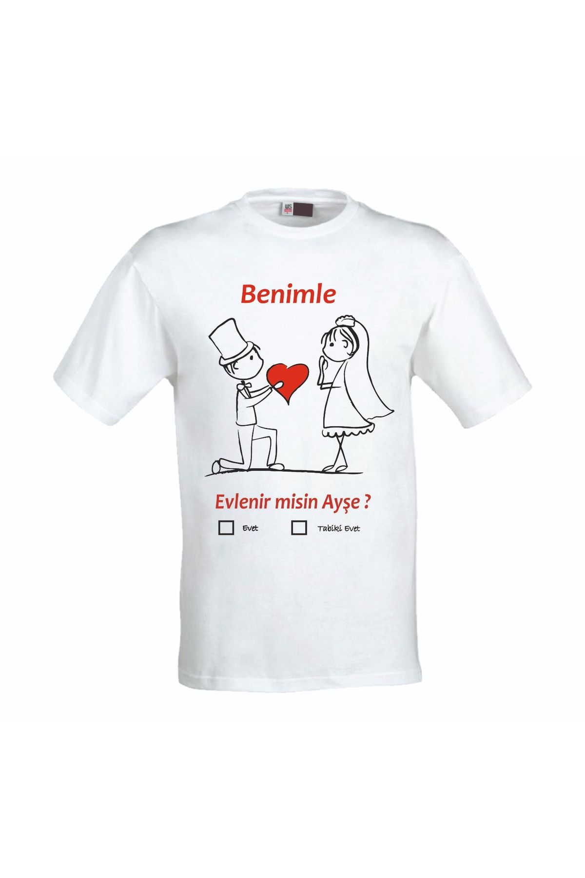Matbaagram Benimle Evlenirmisin Tişört Baskısı