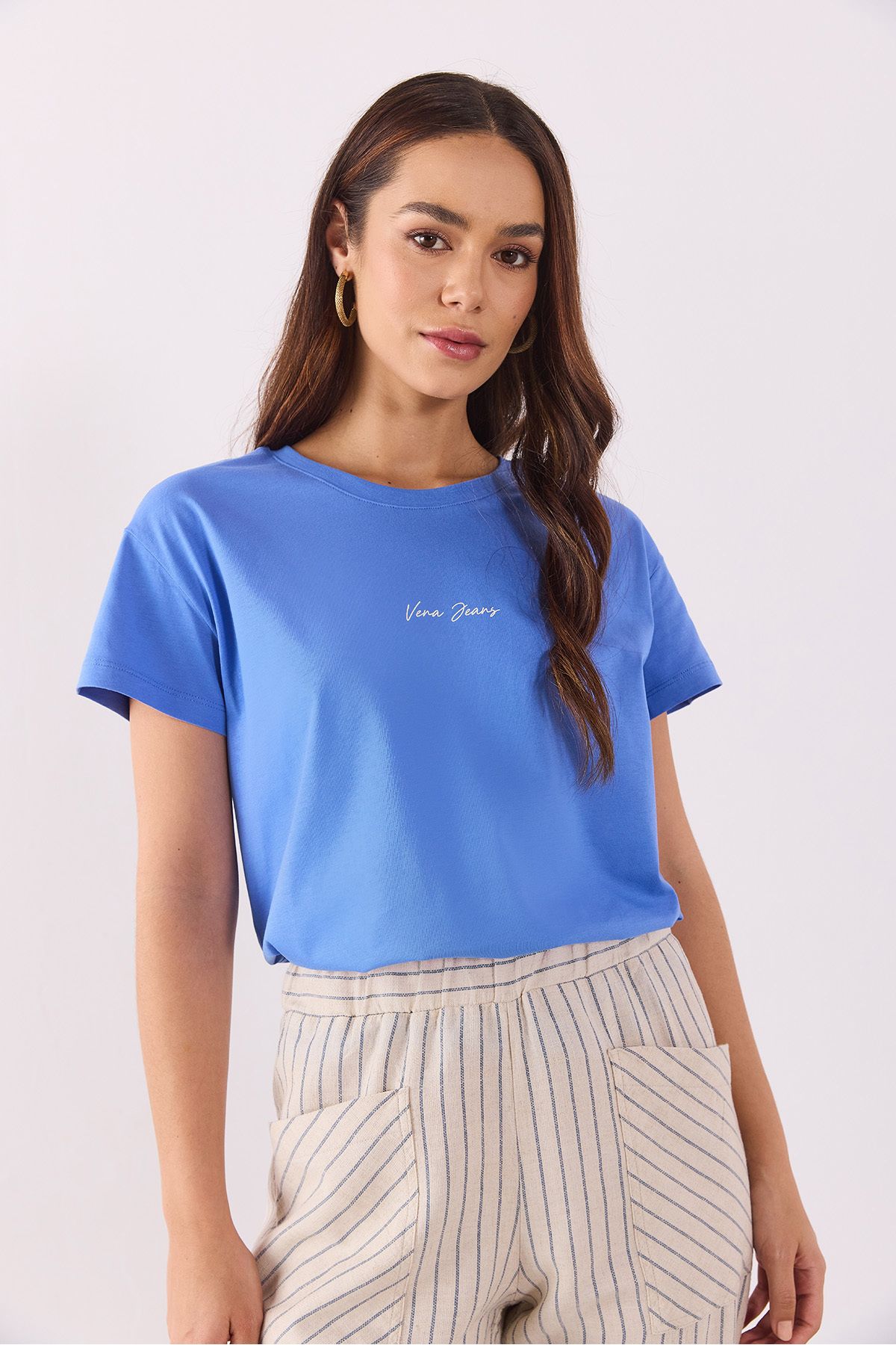 VENA-Mini Vena Logo Printed T-Shirt - Blue Green Regular Fit 2