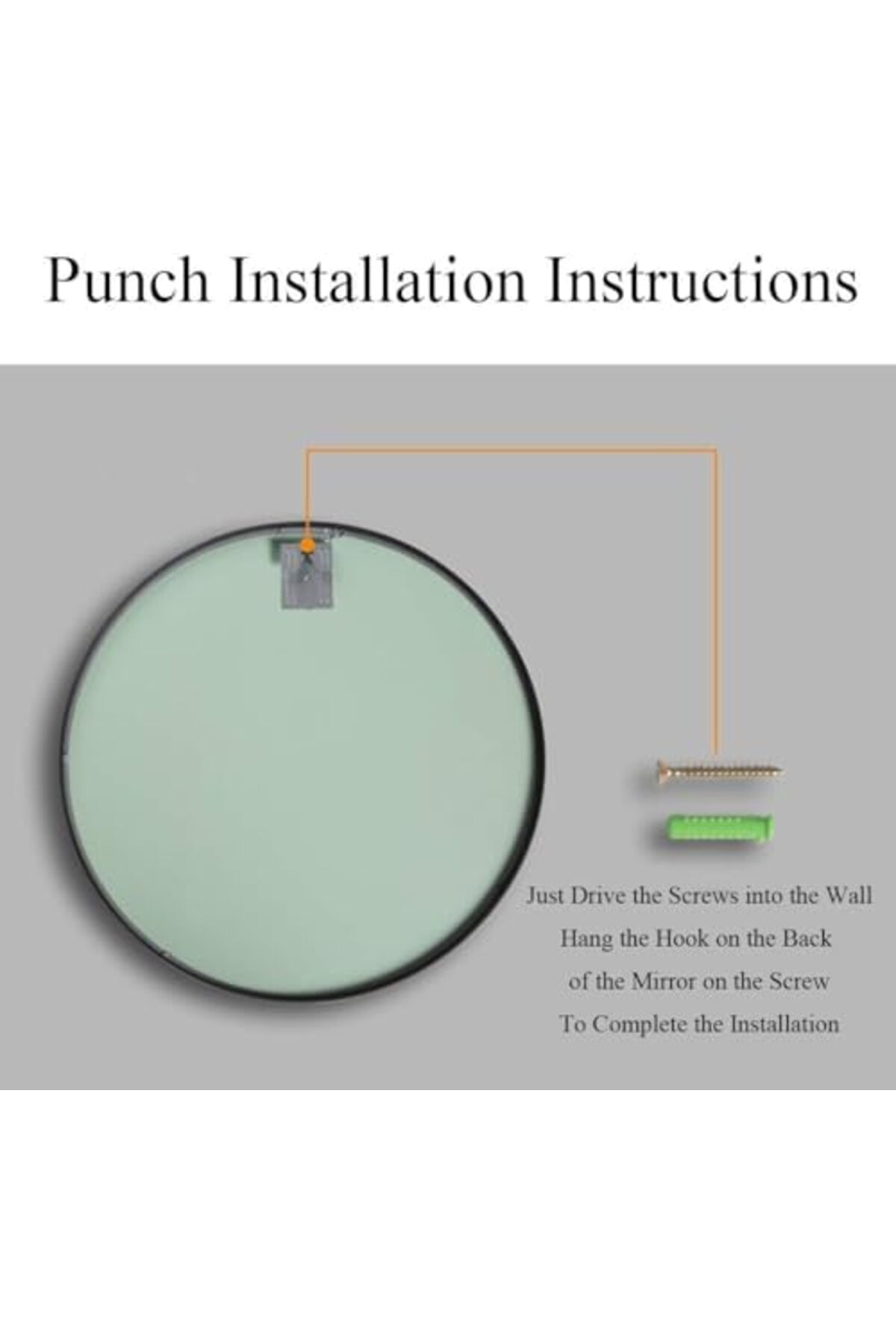 مرآة حائط دائرية للمنزل والحمام بإطار معدني أسود مقاس 40*40 من بونكا