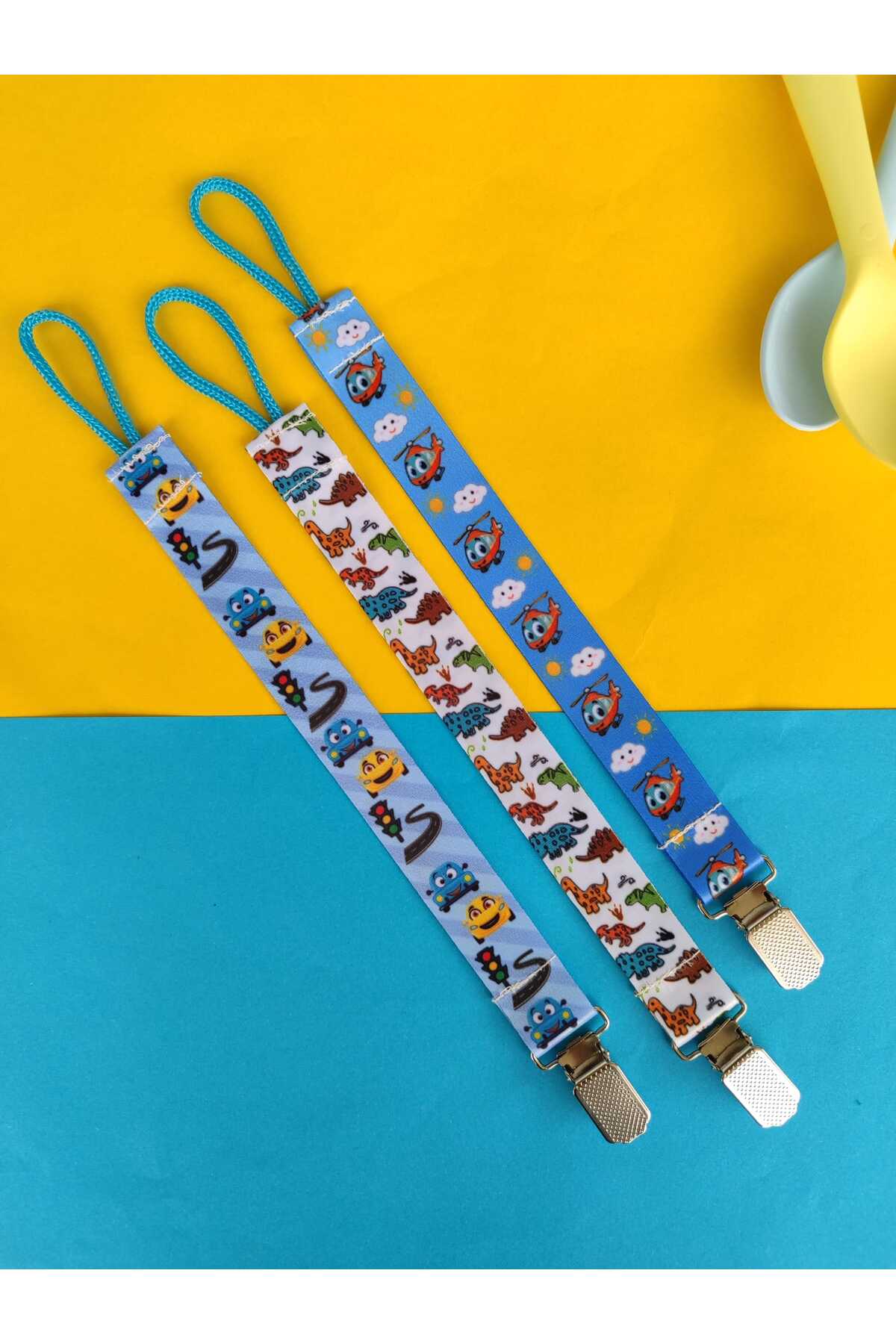 3Baby 3'lü Emzik Askısı Seti / Emzik Tutucu / Emzik Zinciri fotoğrafı 2 (önizleme)