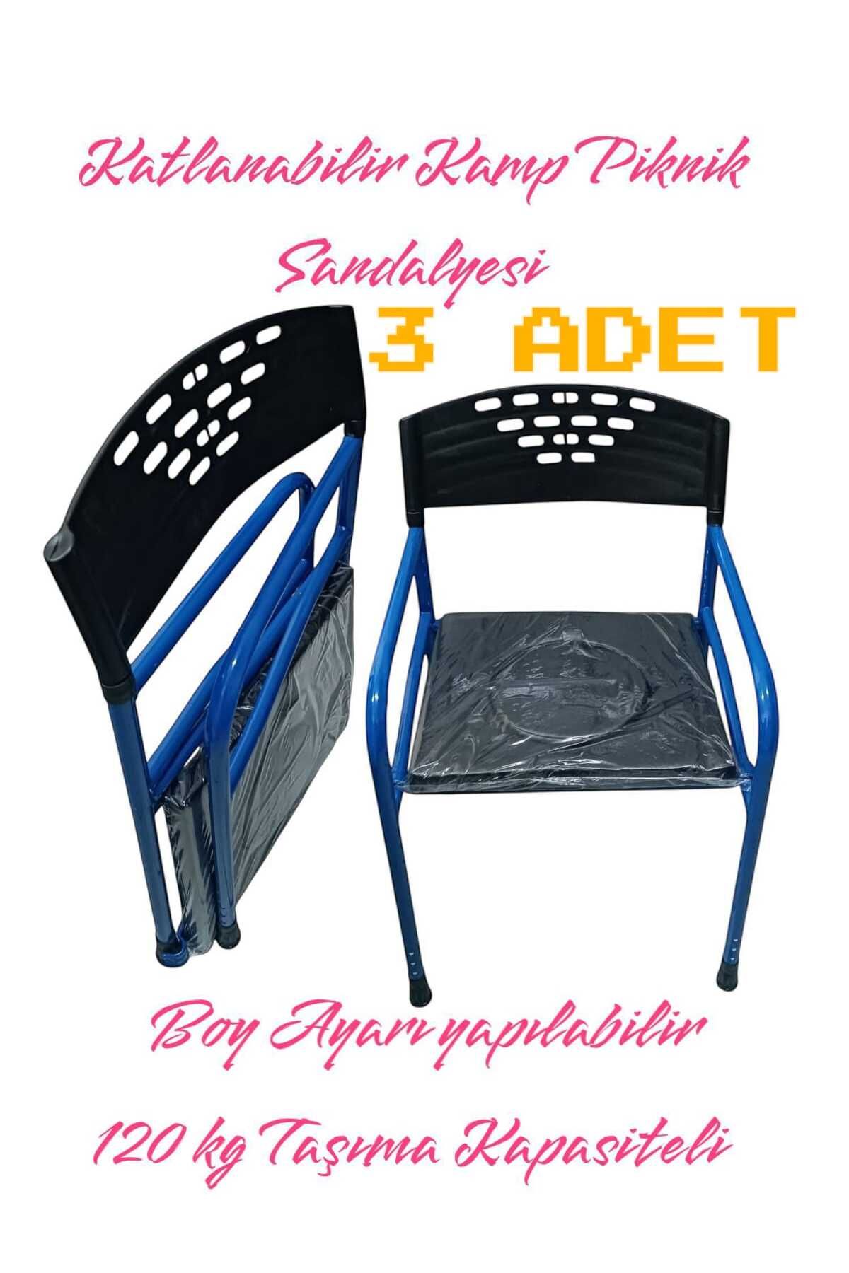 MEDİKALBİM 3 ADET KATLANIR LÜX KAMP SANDALYESİ KATLANABİLİR PİKNİK SANDALYESİ KAMP TABURESİ