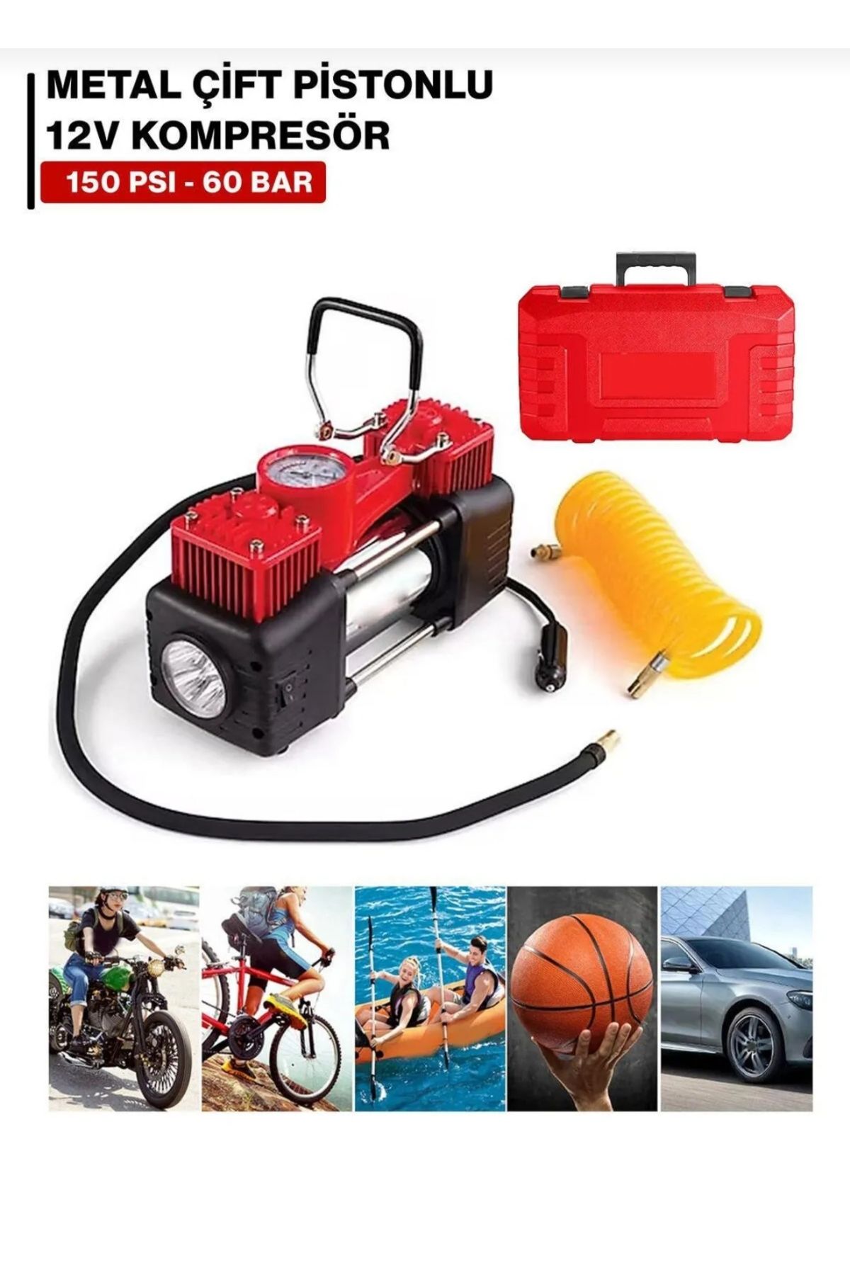 POLATLI OTO AKSESUAR Mini Hava Kompresörü Çift Silindirli 12 Volt DHT