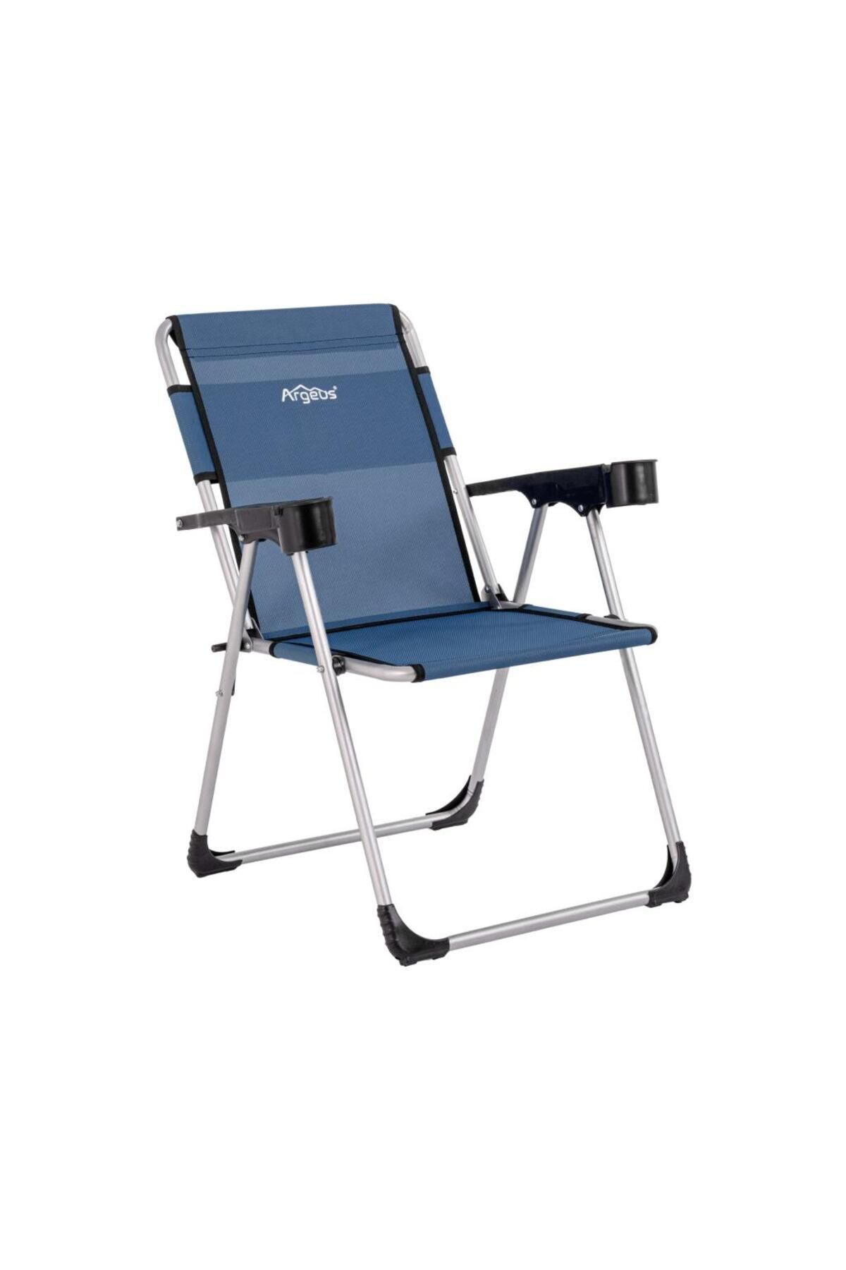 ARGEUS Katlanabilir Piknik ve Kamp Sandalyesi - Bardaklıklı - Rock - Safir (A-30)