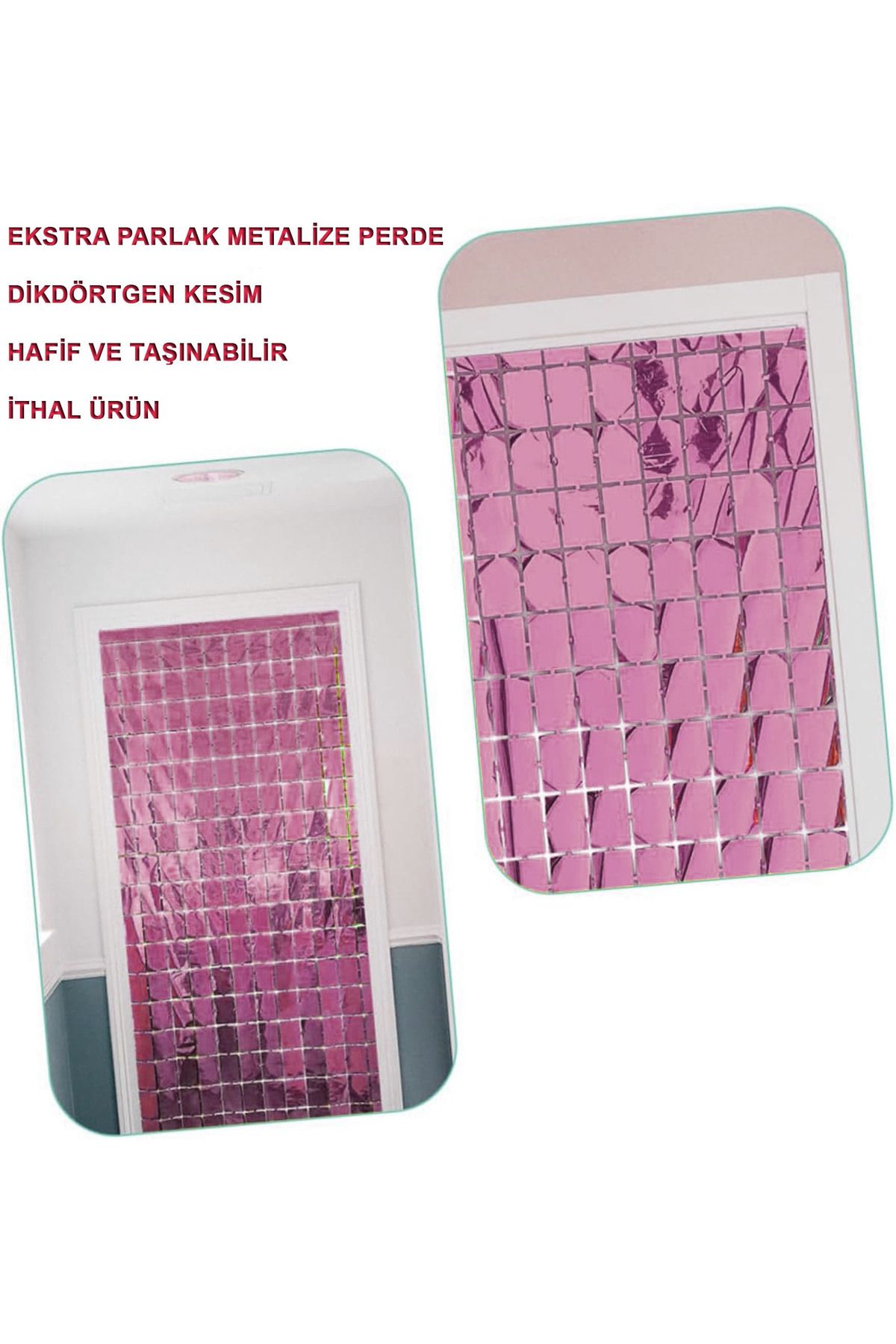 BirdoluSepet Ekstra Metalize Rose Gold Disko Kapı Perdesi