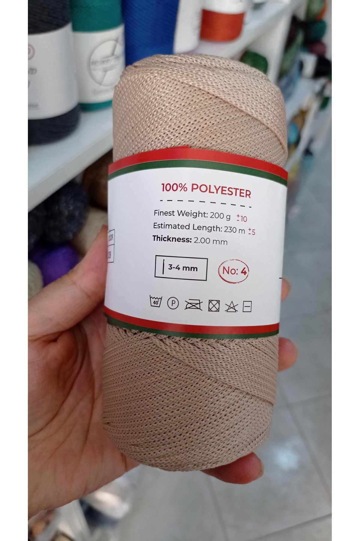 rüya hobi-200 γραμμάρια Νο 4 Polyester Macrame- Bag- Supla- Runner String (Κωδικός χρώματος: 029 Mink 2