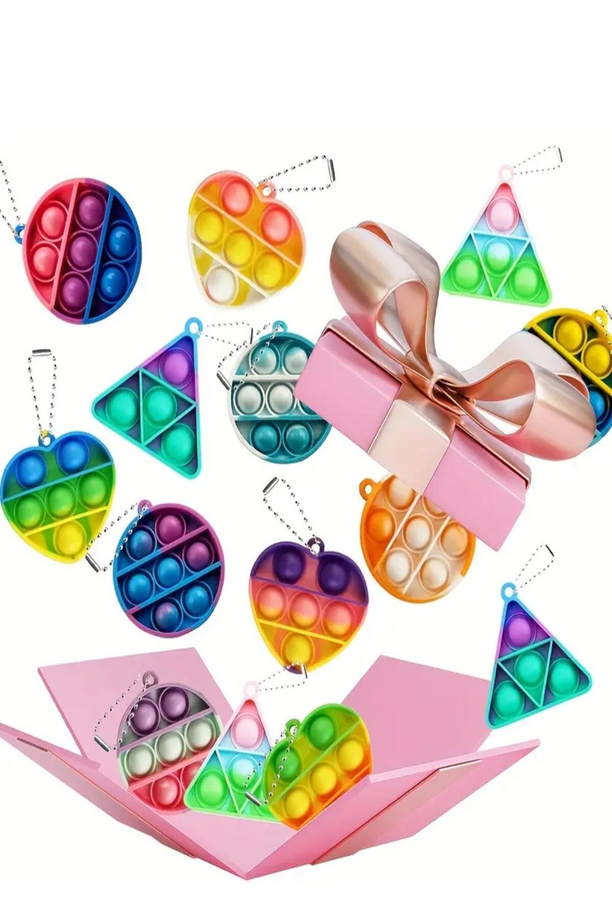 Hyd-3Pcs Educational Toy Popit Keychain Fidget Keyring Set Transcript Gift Birthday Party Product 2