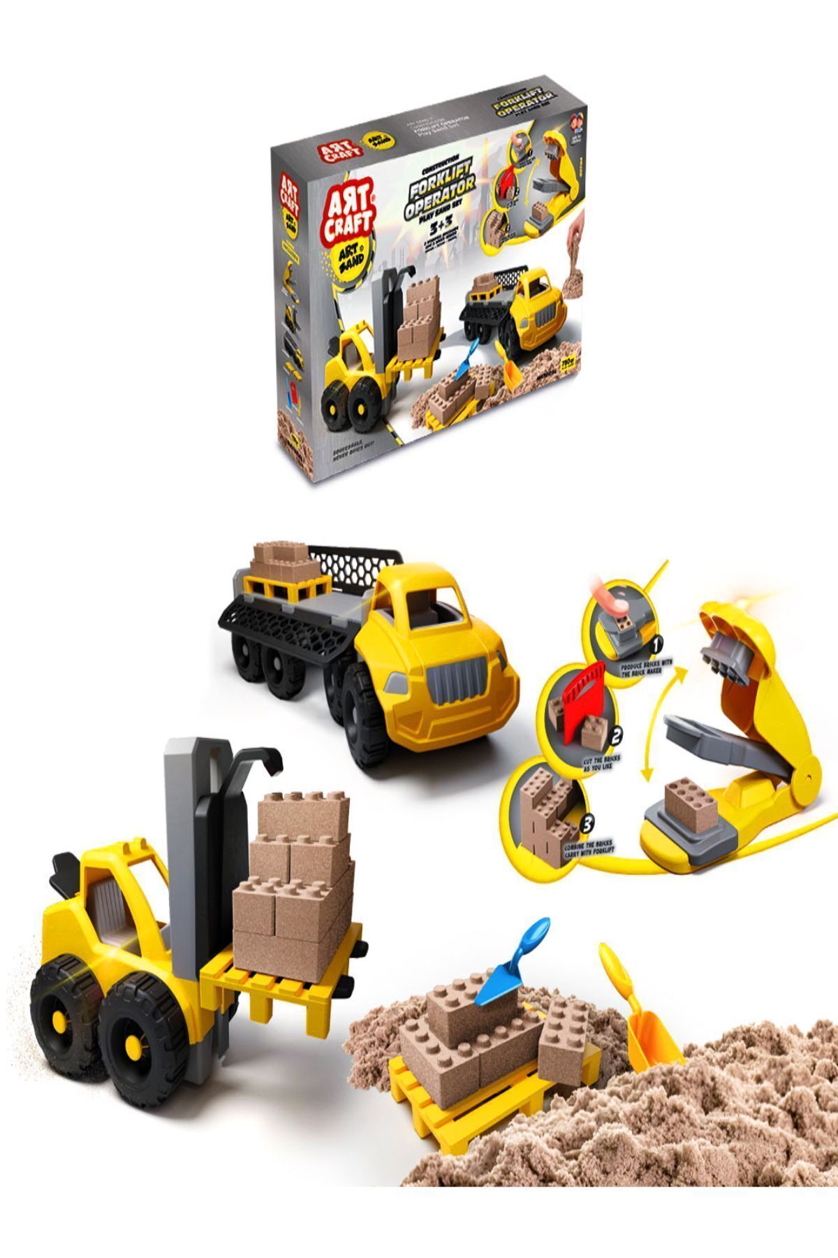 VARDEM OYUNCAK Forklift Operatör Inşaat Kinetik Kum Seti 750 gr