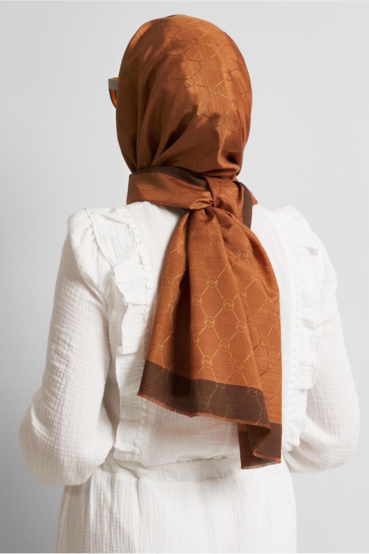 Alvina-Alvi̇na Jacquard Monogram Shawl 8542 2