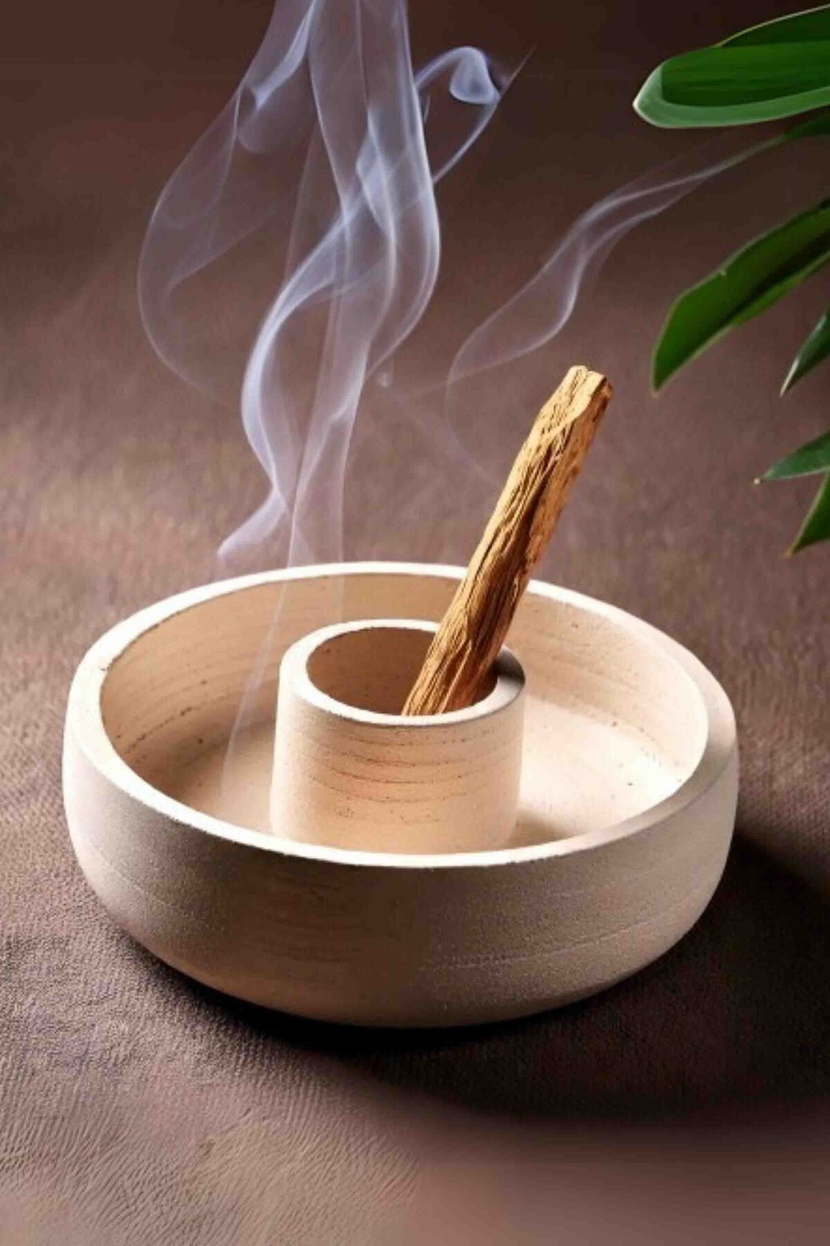SerenityHaven Handmade Tütsülük Seti - Palo Santo Dekoratif Aromaterapi Beyaz Tütsülük ve Palo Santo Tütsü 25 gr