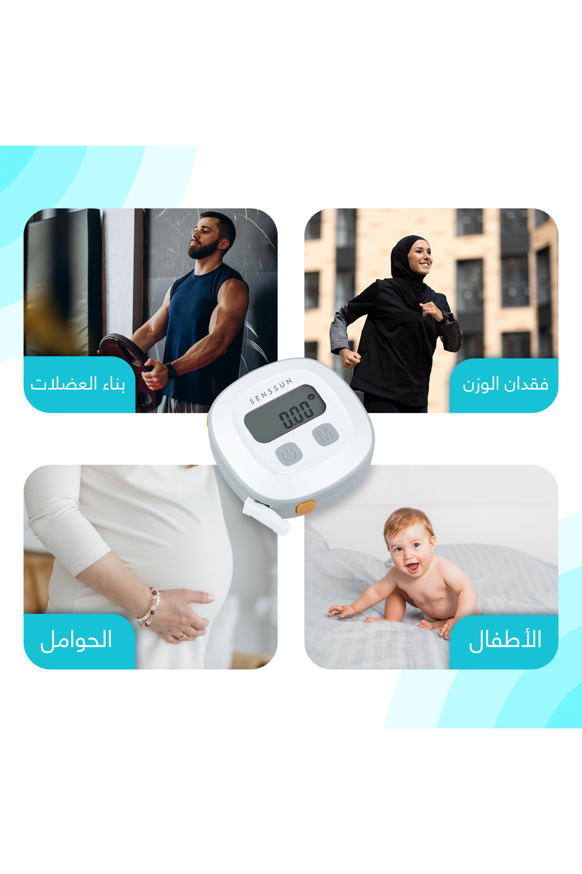 VİOLLA-Wireless digital scale for measuring body fat and BMI via app with a digital body circumference meter, holds up to 150 kg. 6