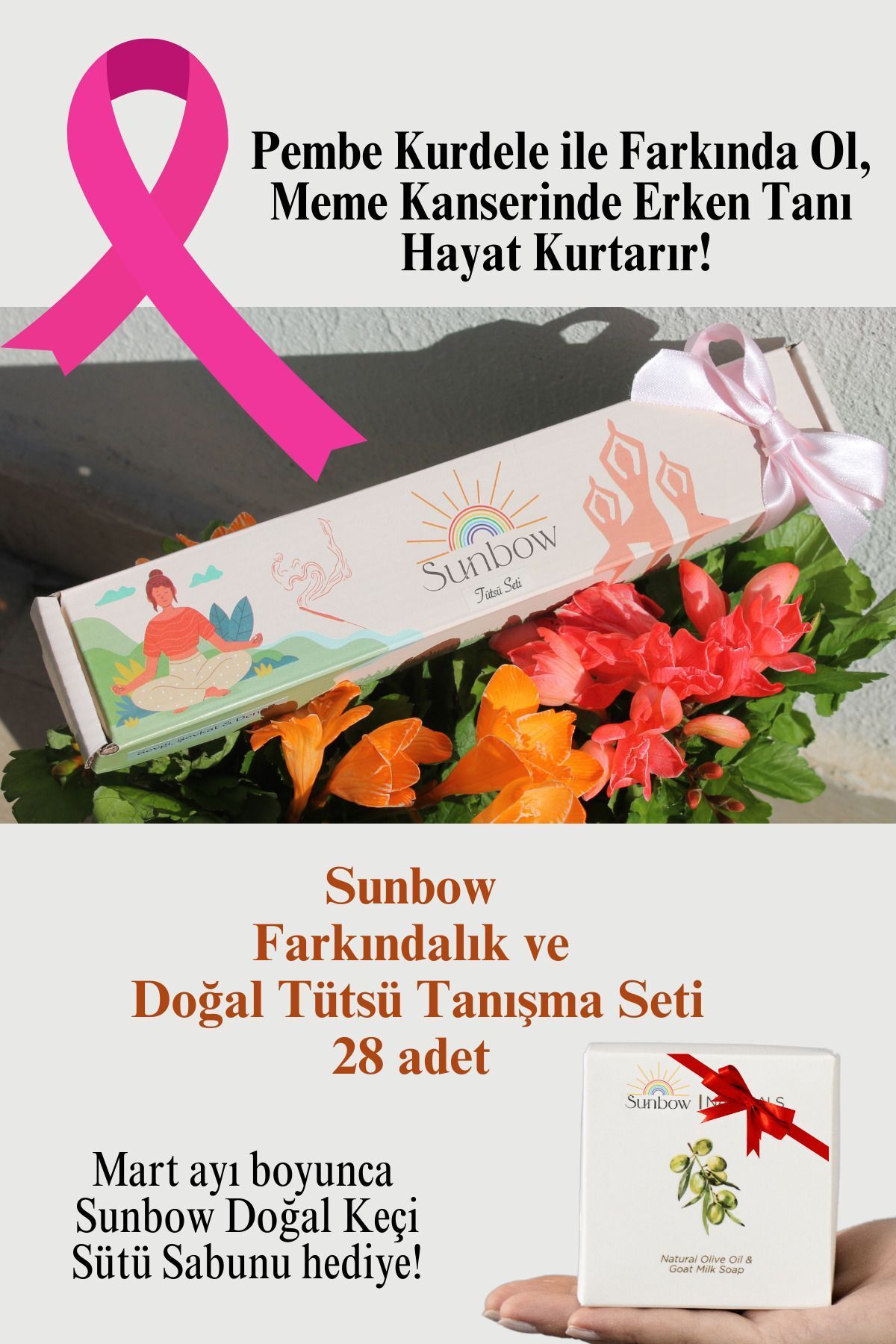 Sunbow Farkındalık ve Doğal Tütsü Tanışma Seti - 28 Adet Doğal Tütsü - Doğal Keçi Sütü Sabunu Hediye