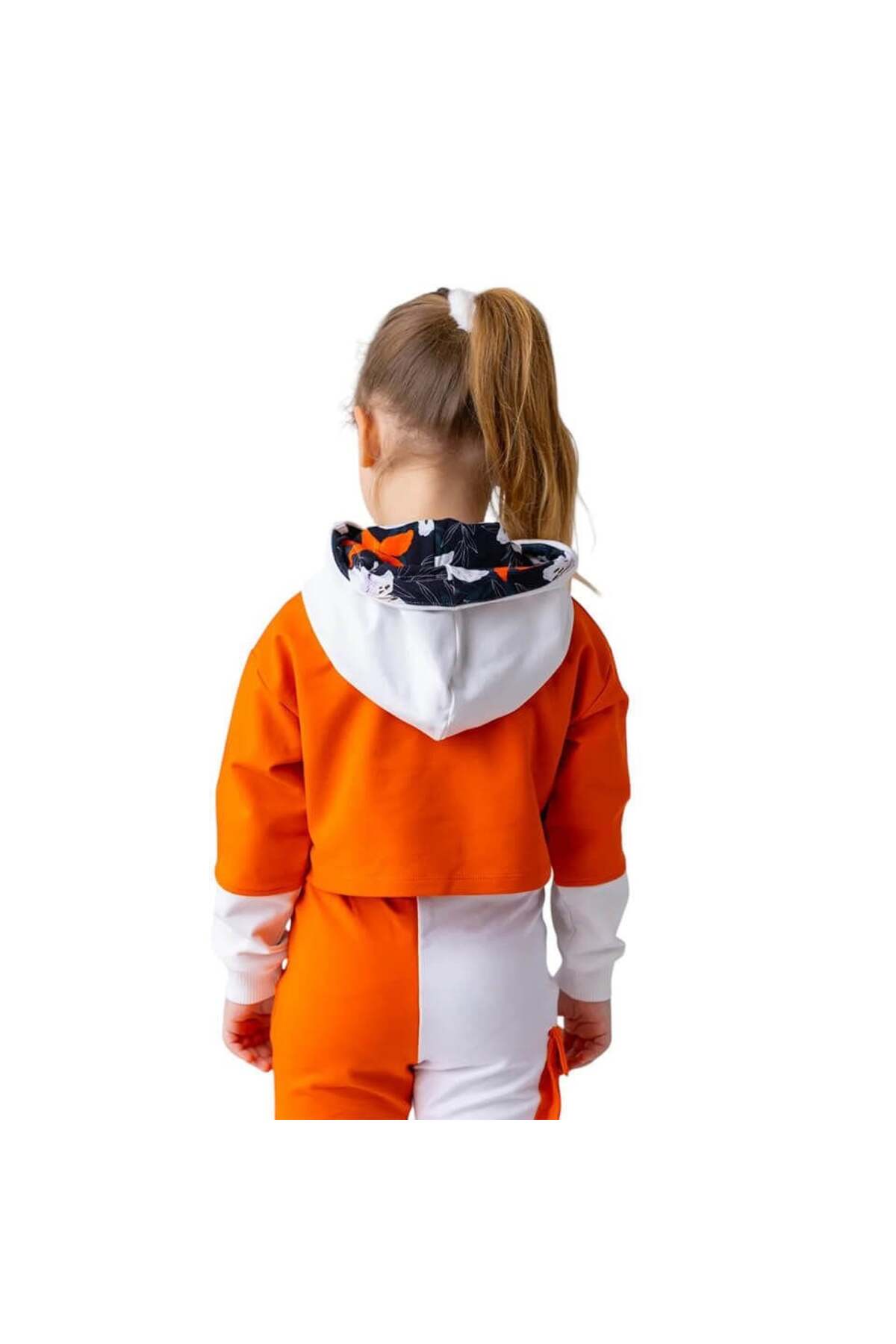 Zeyland Kız Çocuk Kapüşonlu Crop Sweatshirt-Oranj fotoğrafı 2 (önizleme)