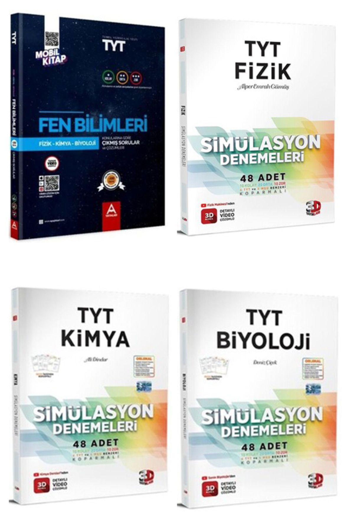 A Yayınları 2025 TYT Fen Bilimleri Çıkmış Sorular ve Biyoloji Kimya Fizik Deneme Seti