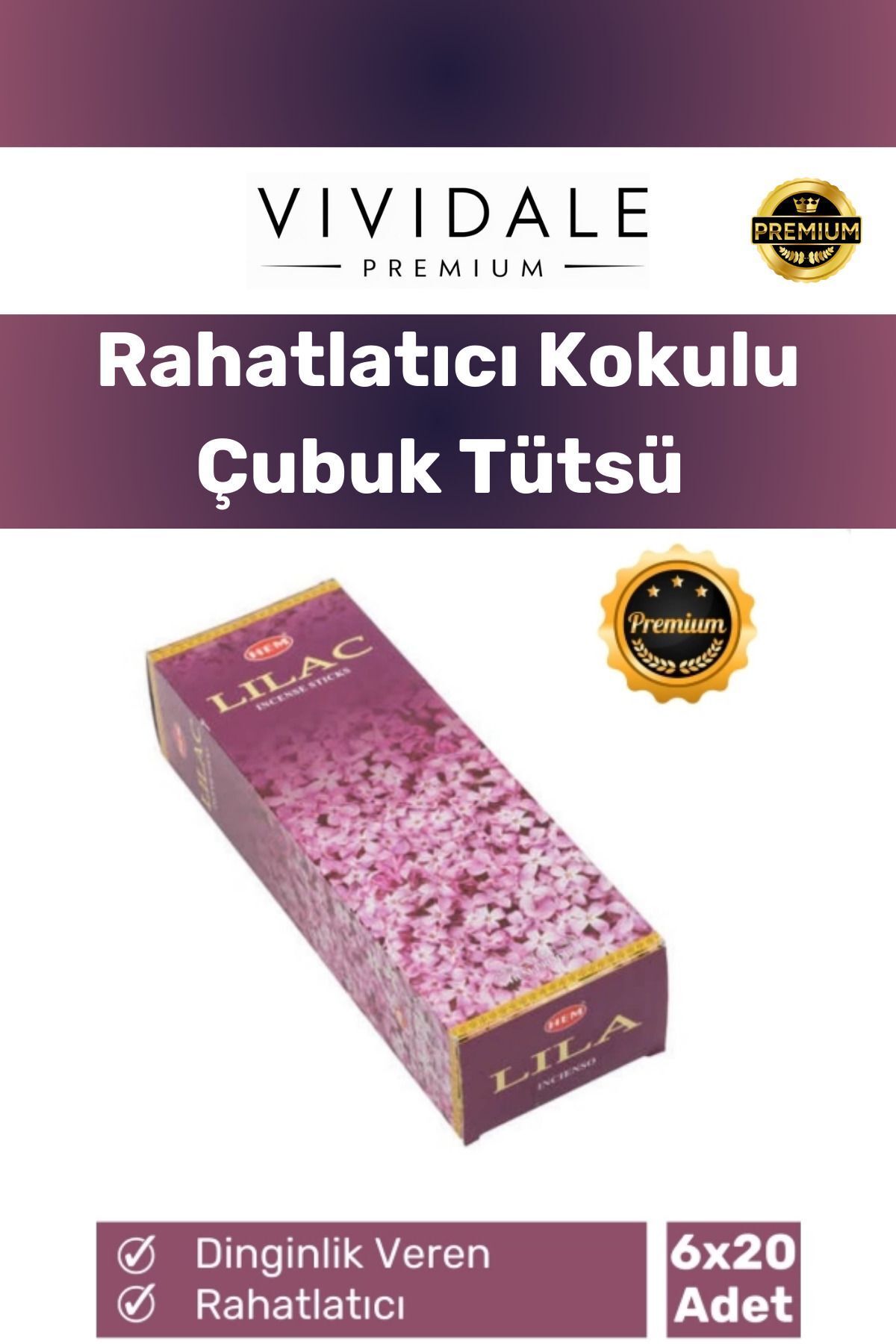 Vividale Özel Üretim Aromaterapi Dinginlik Meditasyon Çakra Enerji Rahatlatıcı Kokulu Çubuk Tütsü 6 x 20 Ade