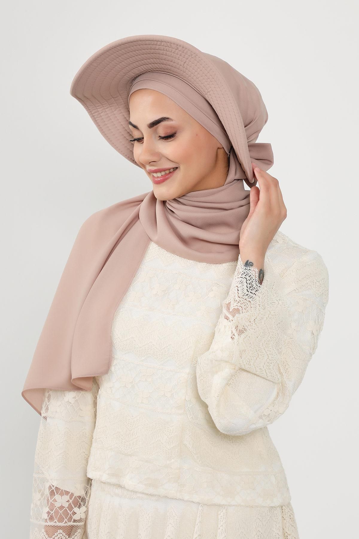 Aisha's Design-Practical Crepe Shawl Turban with Removable Bowknot Hat on the Back,Ss-9 8