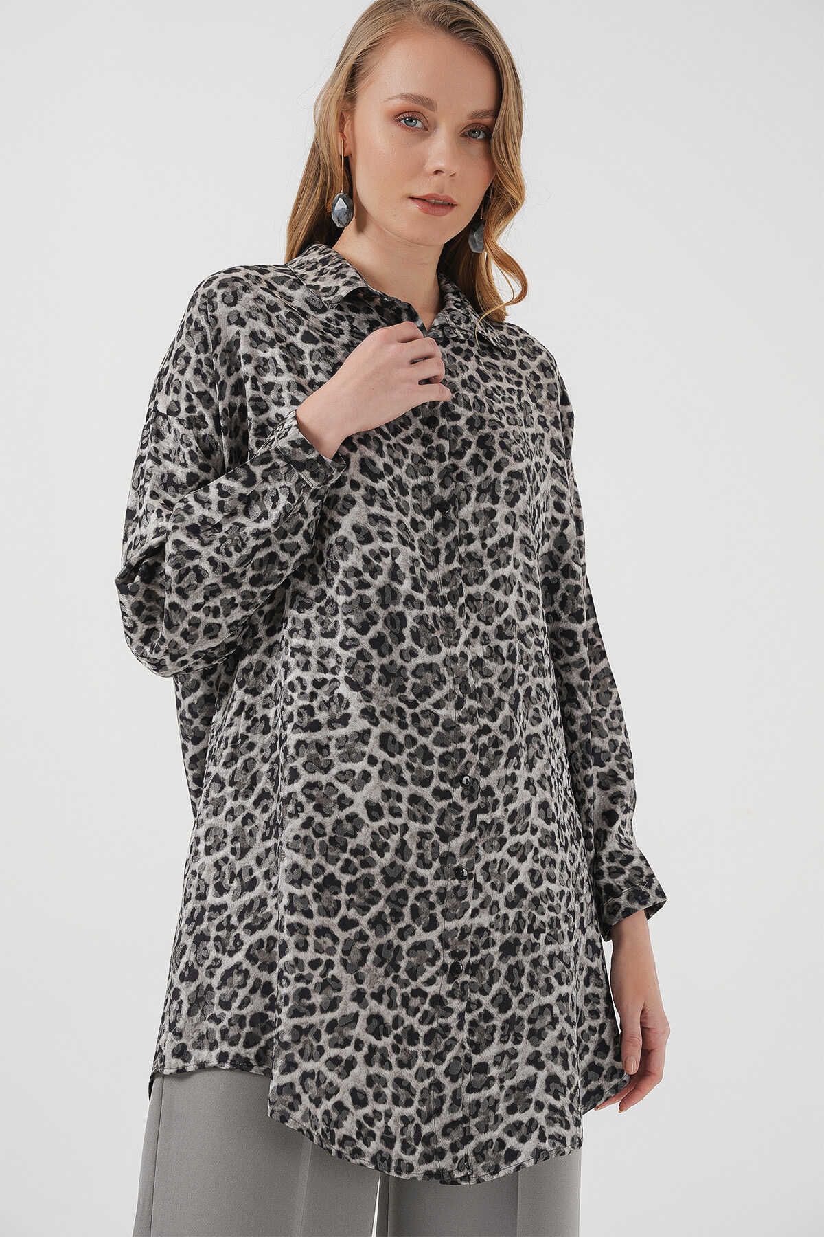GABRİA Gabria Leopar Desenli Simli Tunik