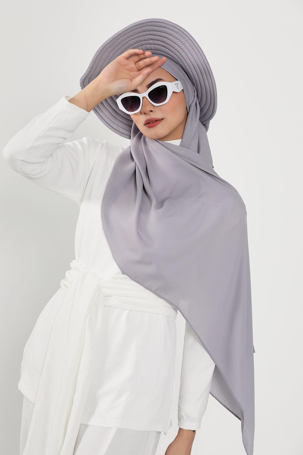 Aisha's Design-عمامة شال كريب عملية مع قبعة فيونكة خلفية قابلة للإزالة، SS-9 6