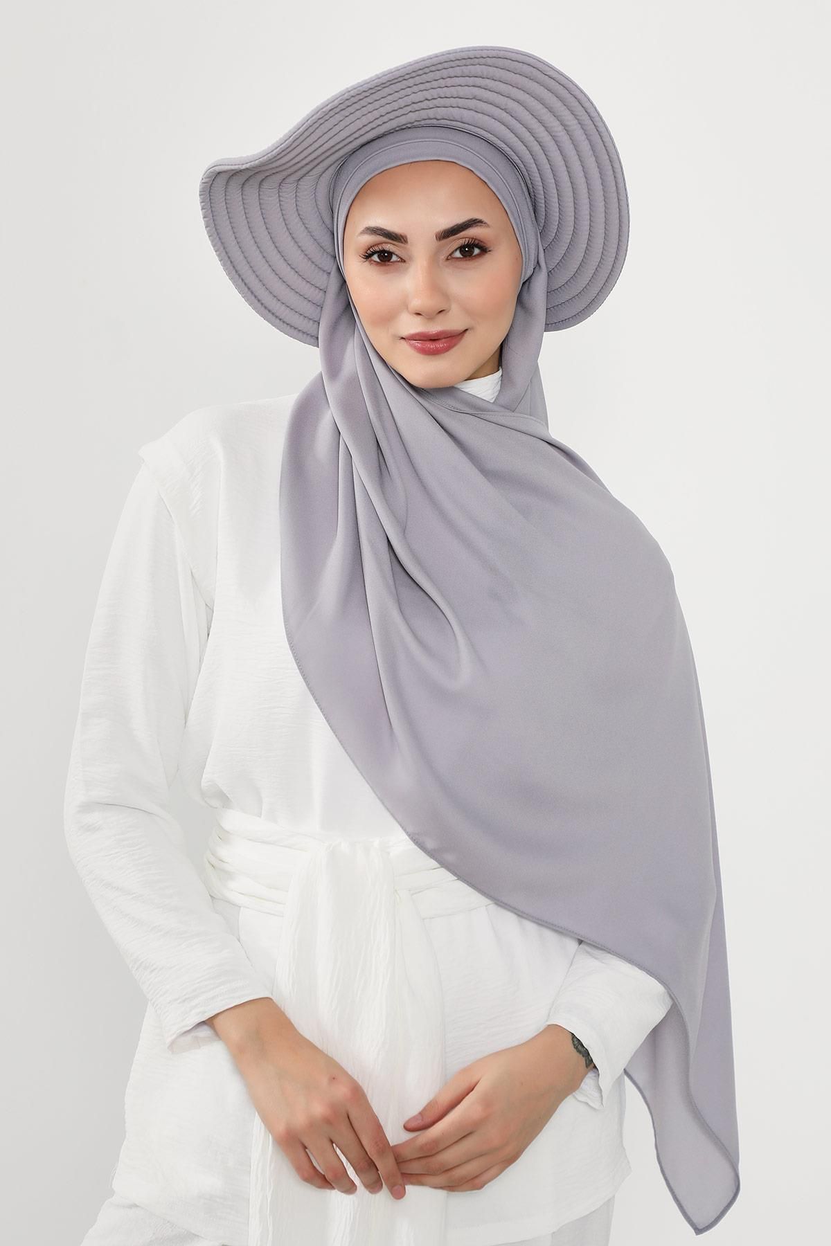 Aisha's Design-عمامة شال كريب عملية مع قبعة فيونكة خلفية قابلة للإزالة، SS-9 5