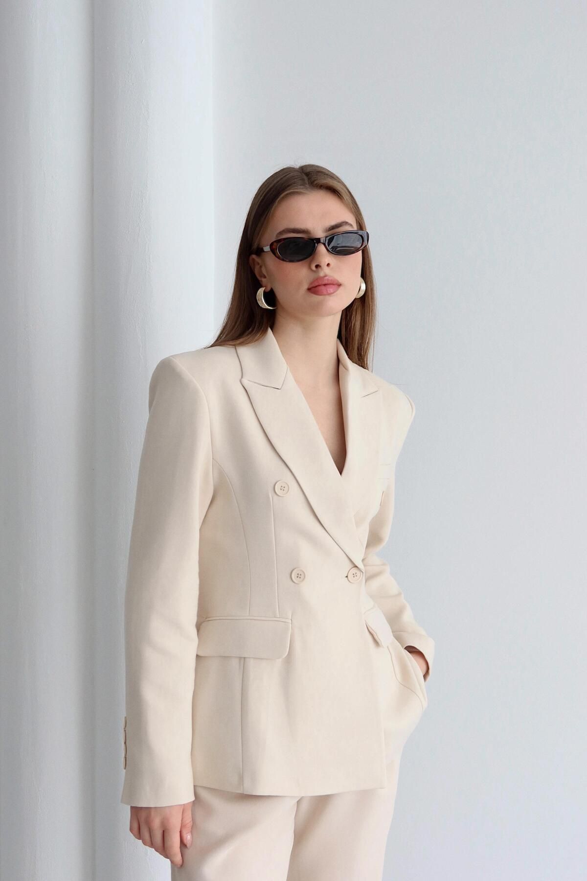 Finna & Co Premium Blazer Ceket Pantolon Takım Taş