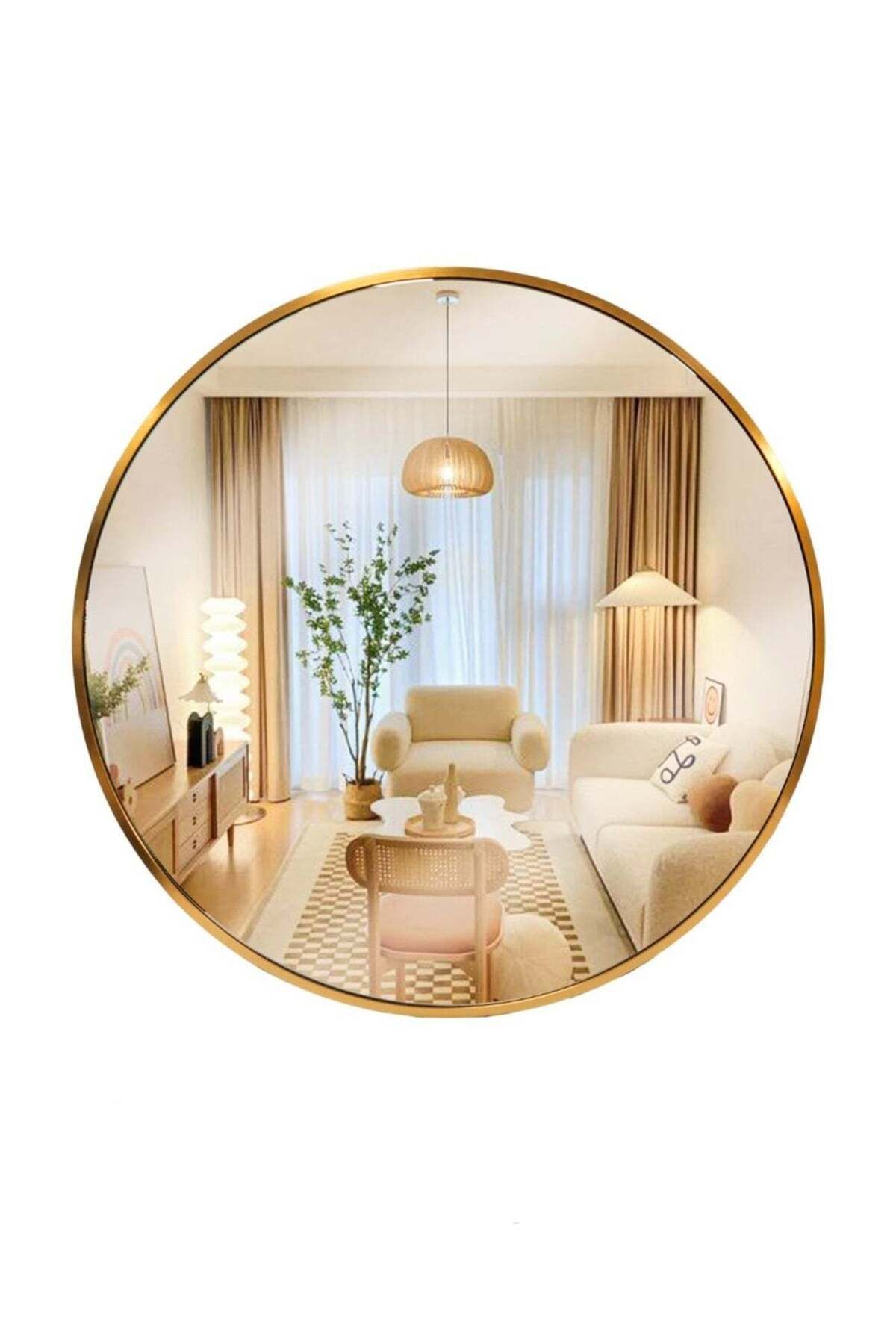 Living-A Wall Mirror With A Unique And Luxurious Design With A Distinctive Golden Frame 1