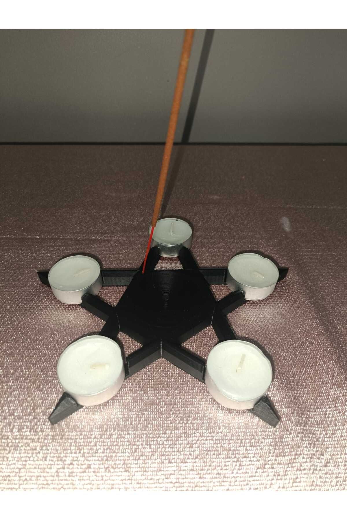 teknotrust Pentagram Tealight Mumlu Tütsülük