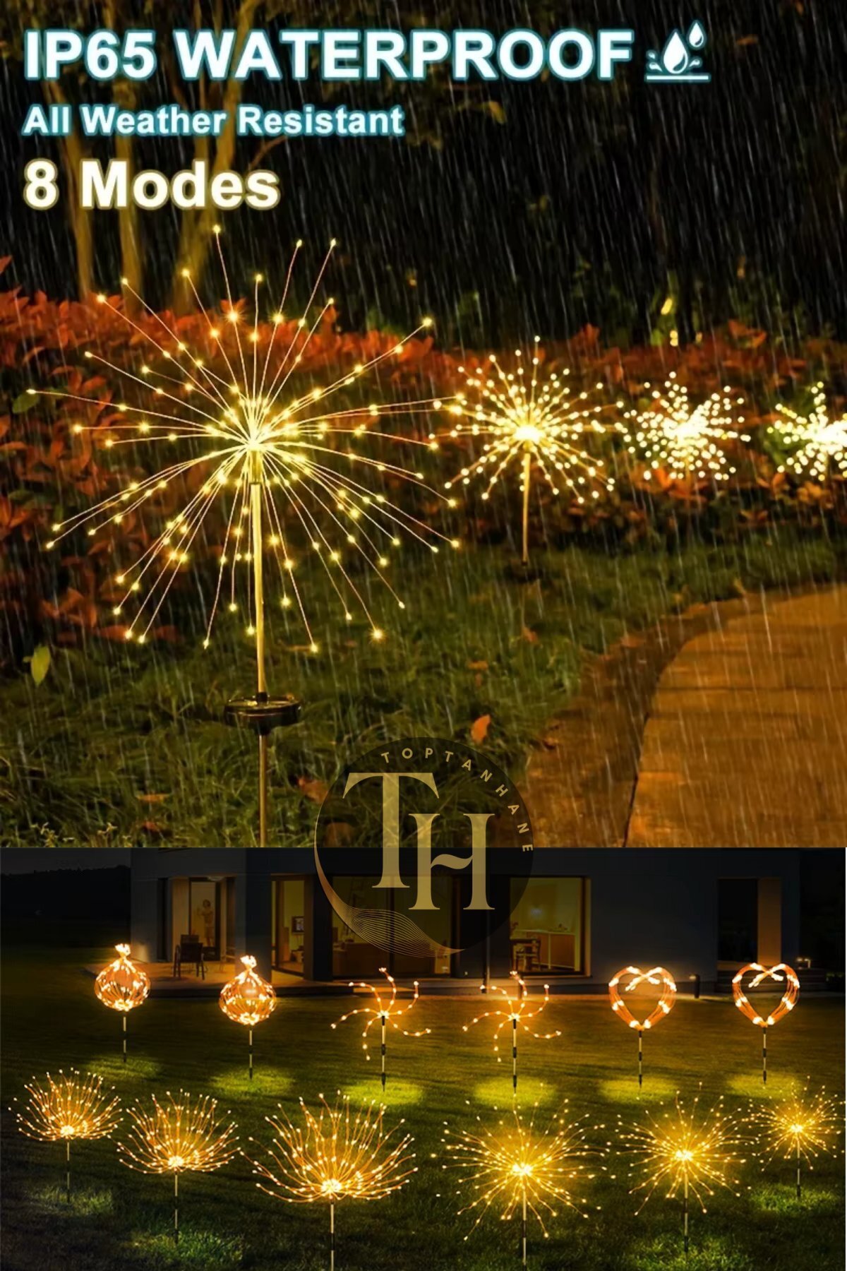 Toptanhane Solar Güneş Enerjili 120 Led Karahindiba Lotus Çiçeği Günışığı Bahçe Aydınlatma Dekorasyon Işığı