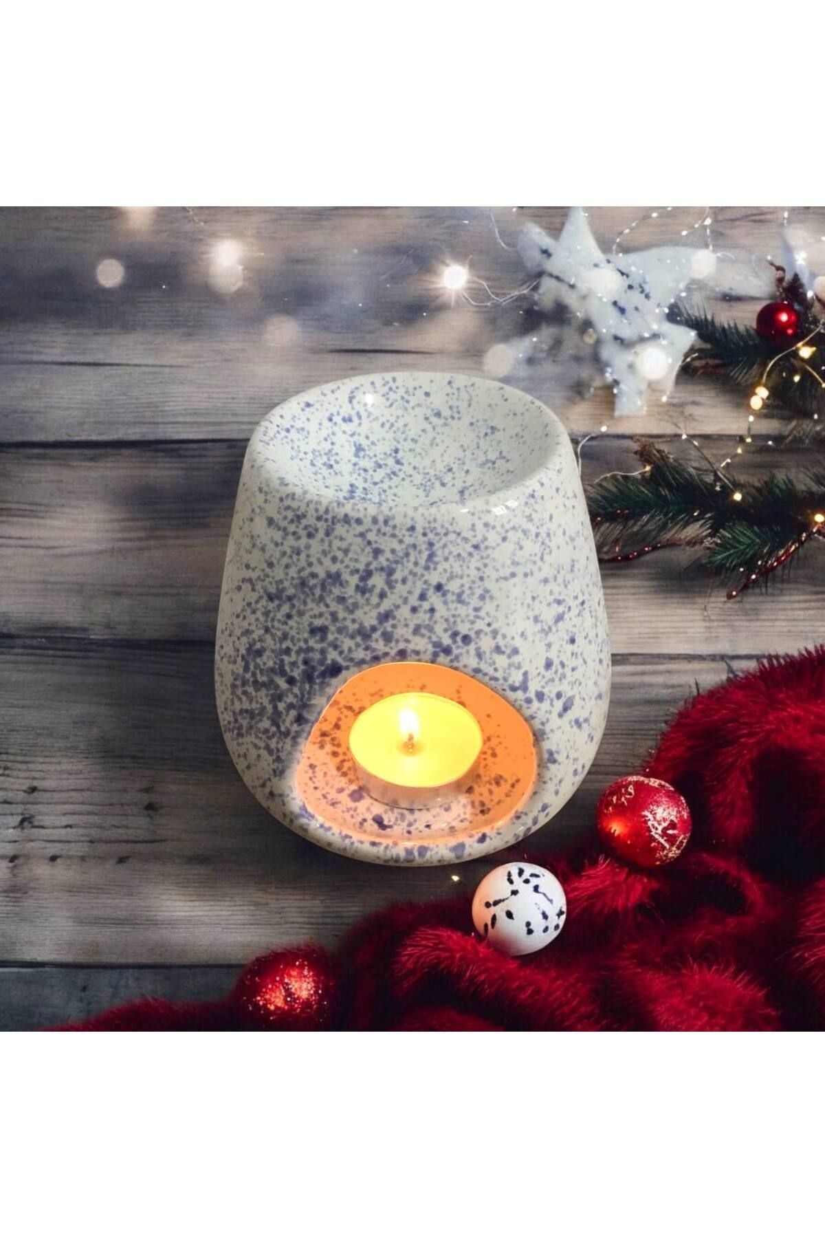 HomeSipahi Seramik yağmur desen buhurdanlık ( 1 Adet tealight mum ve tek kullanımlık esans ile gönderilir)