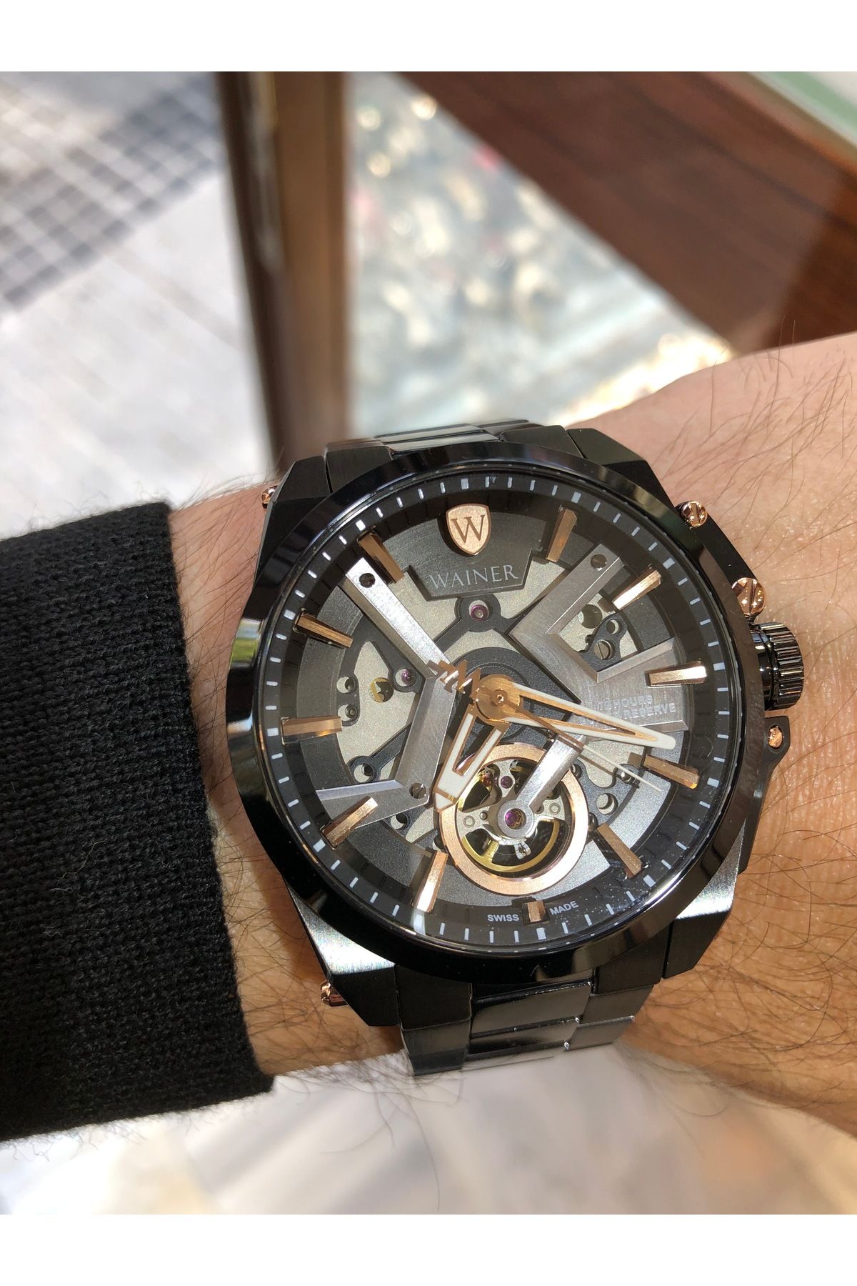 Wainer-Skeleton Automatic Men's Wrist Watch 3