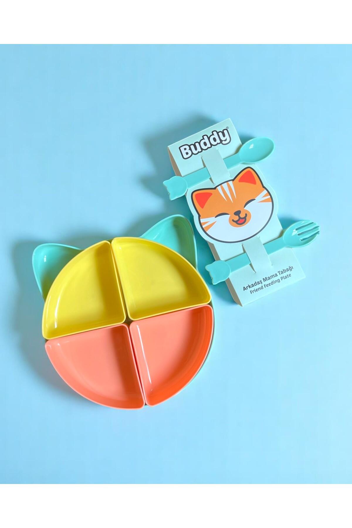 Tucklebery Buddy Mama Tabağı, Bebekler Ve Çocuklar Için 7 Parça Kedi Tepsili Tabak Seti - Tropik fotoğrafı 3 (önizleme)