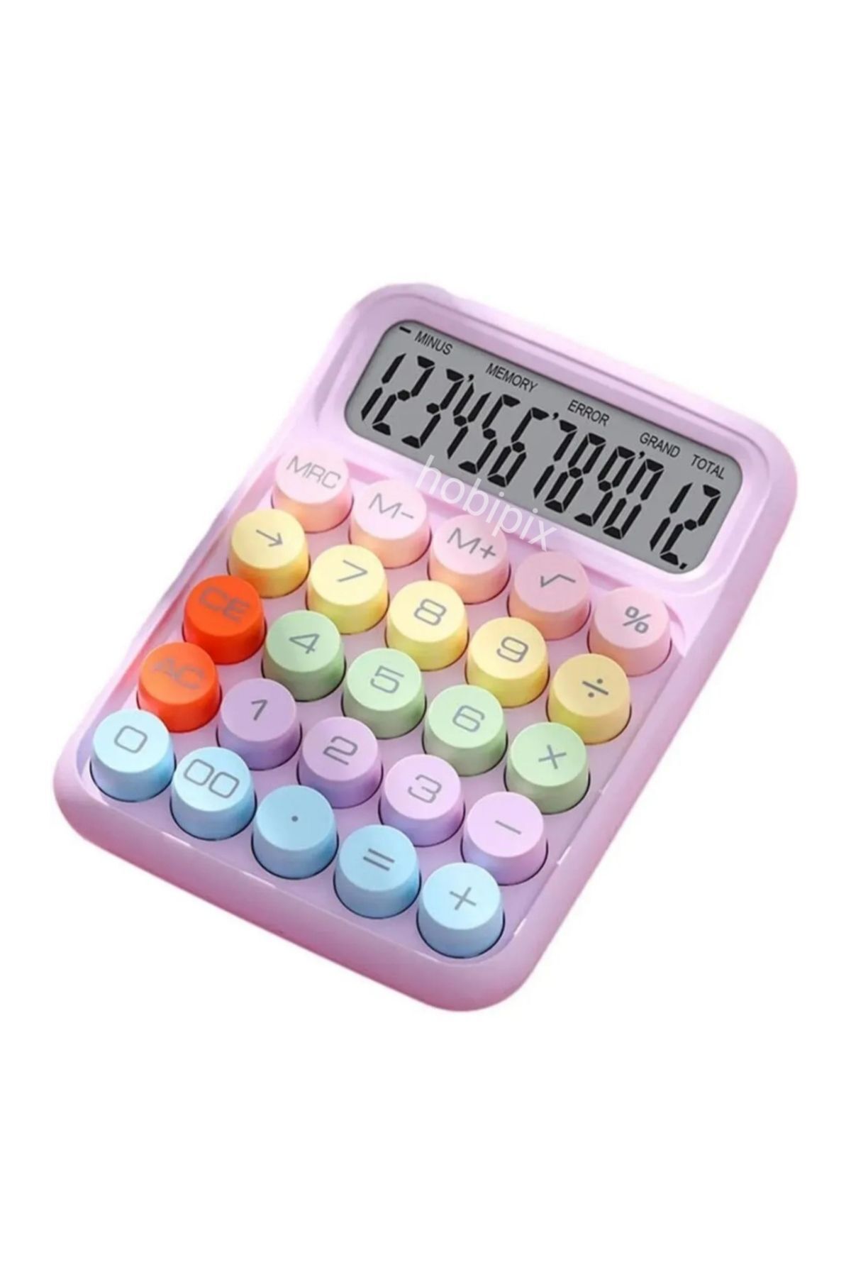 pialbatro 12 Haneli LCD Ekran Renkli Yuvarlak Tuşlu Hesap Makinesi