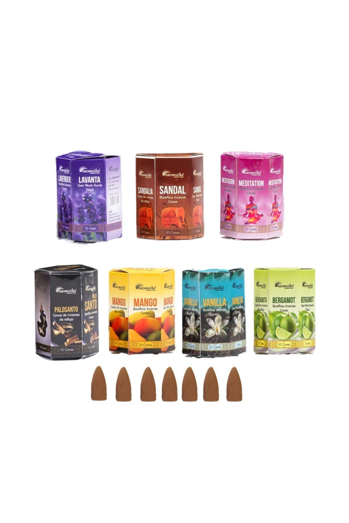 ATÖLYE LİFE 7 Paket Farklı Aroma 70 Adet Geri Akış Tütsü Ve Oda Kokusu